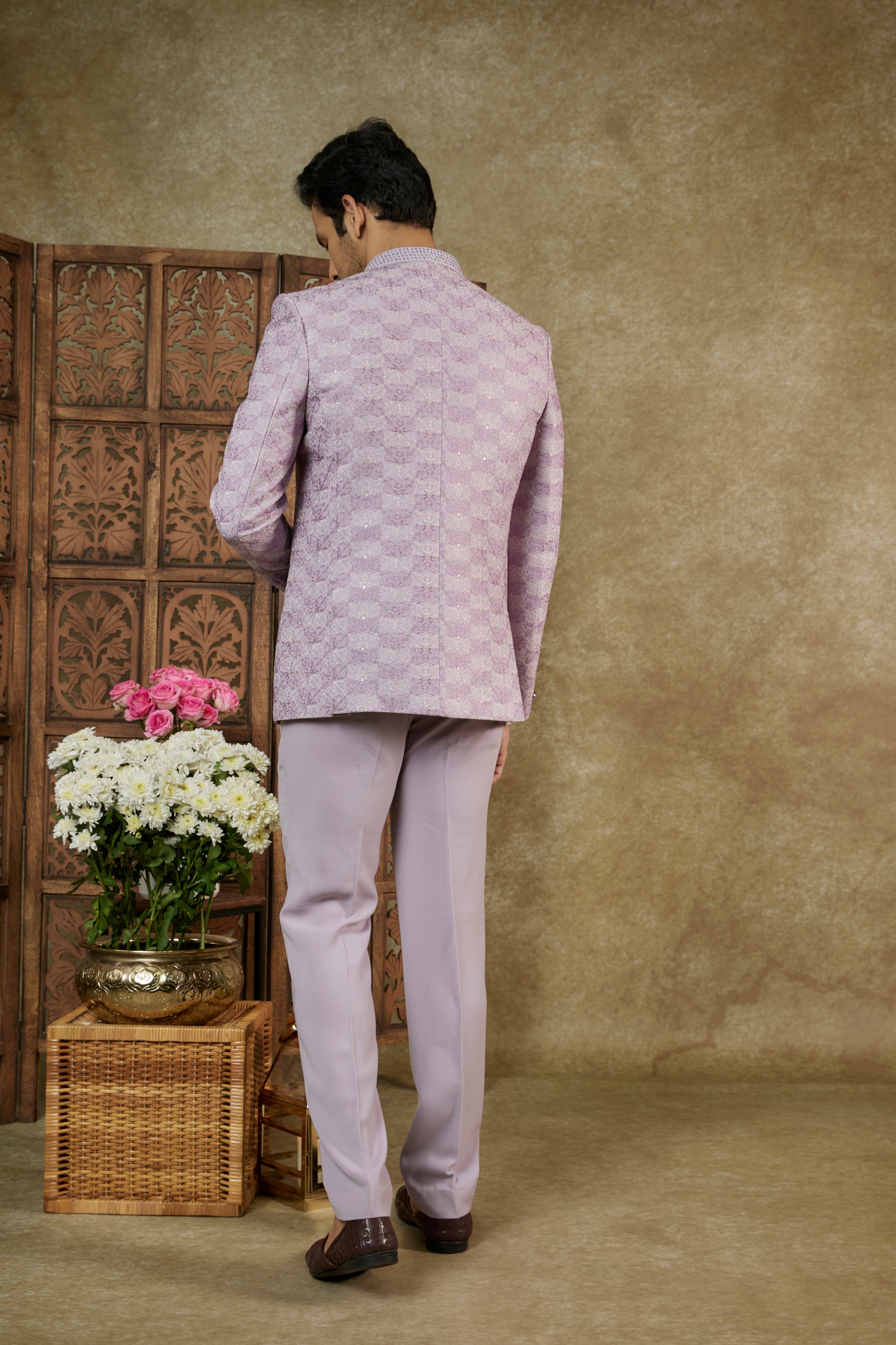 RICH LILAC JACQUARD JODHPURI SET