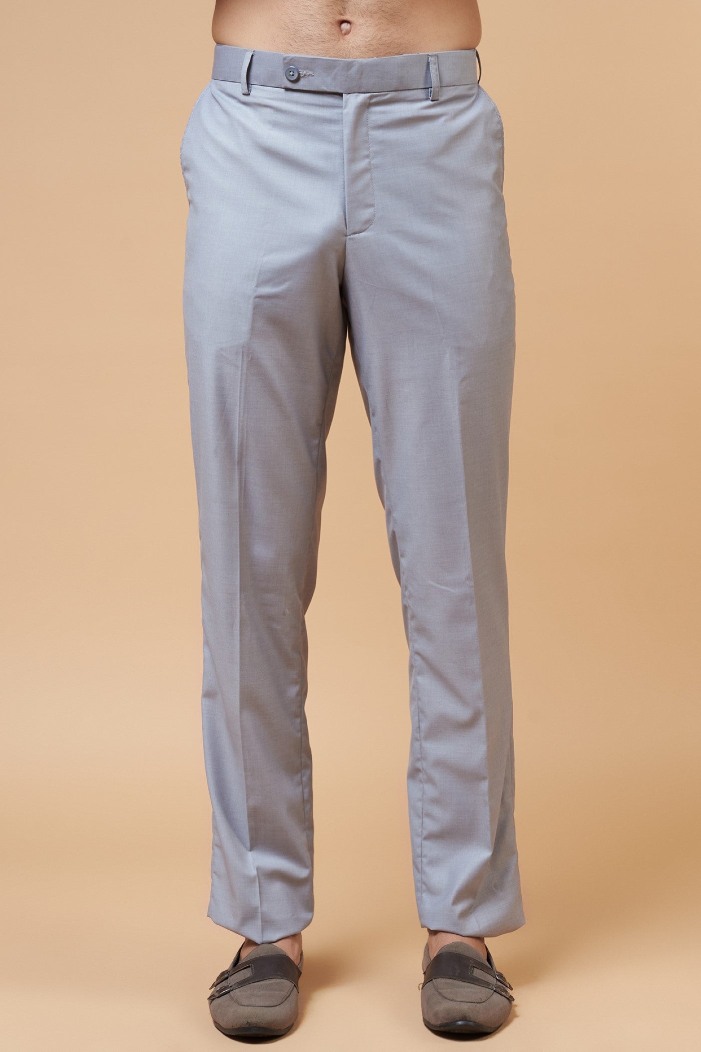 Grey Cotton Silk Blend Bandhgala Set