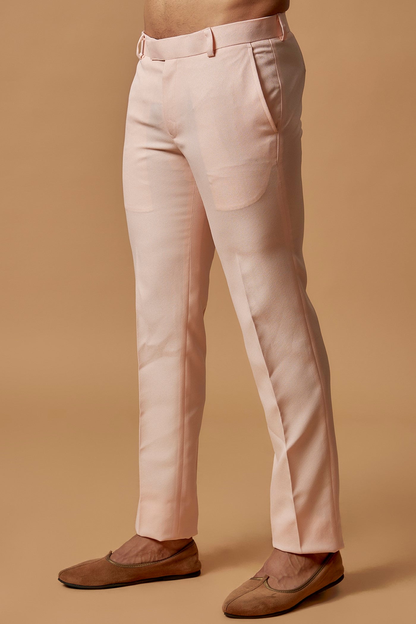 Peach Suiting Fabric Embroidered Jodhpuri Set