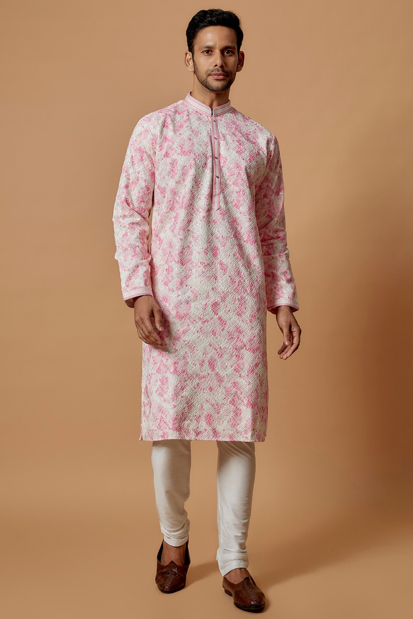 Pink Chikankari Printed Kurta Set