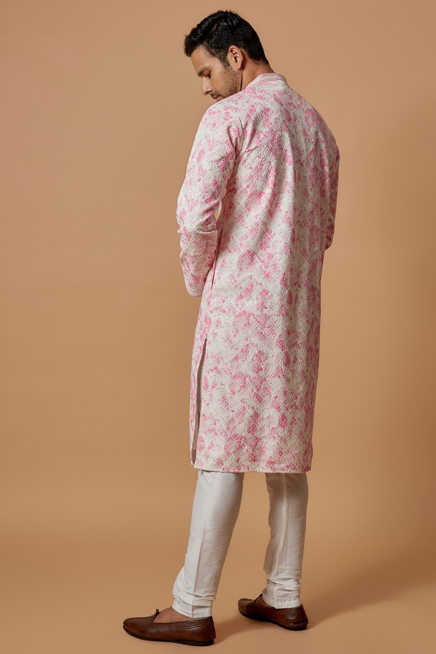 Pink Chikankari Printed Kurta Set