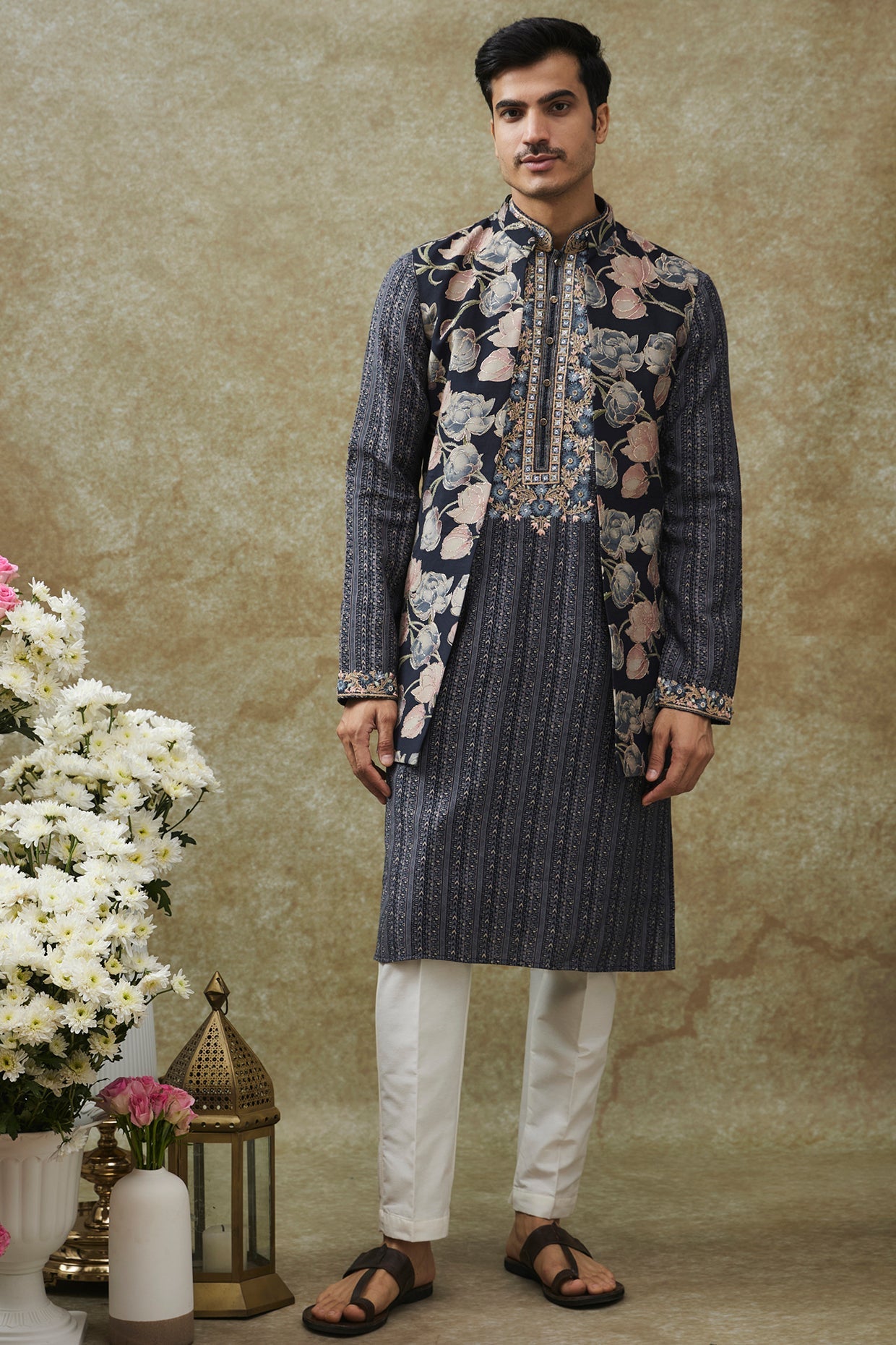 Royal Blue splendid Silk Kurta Jacket set