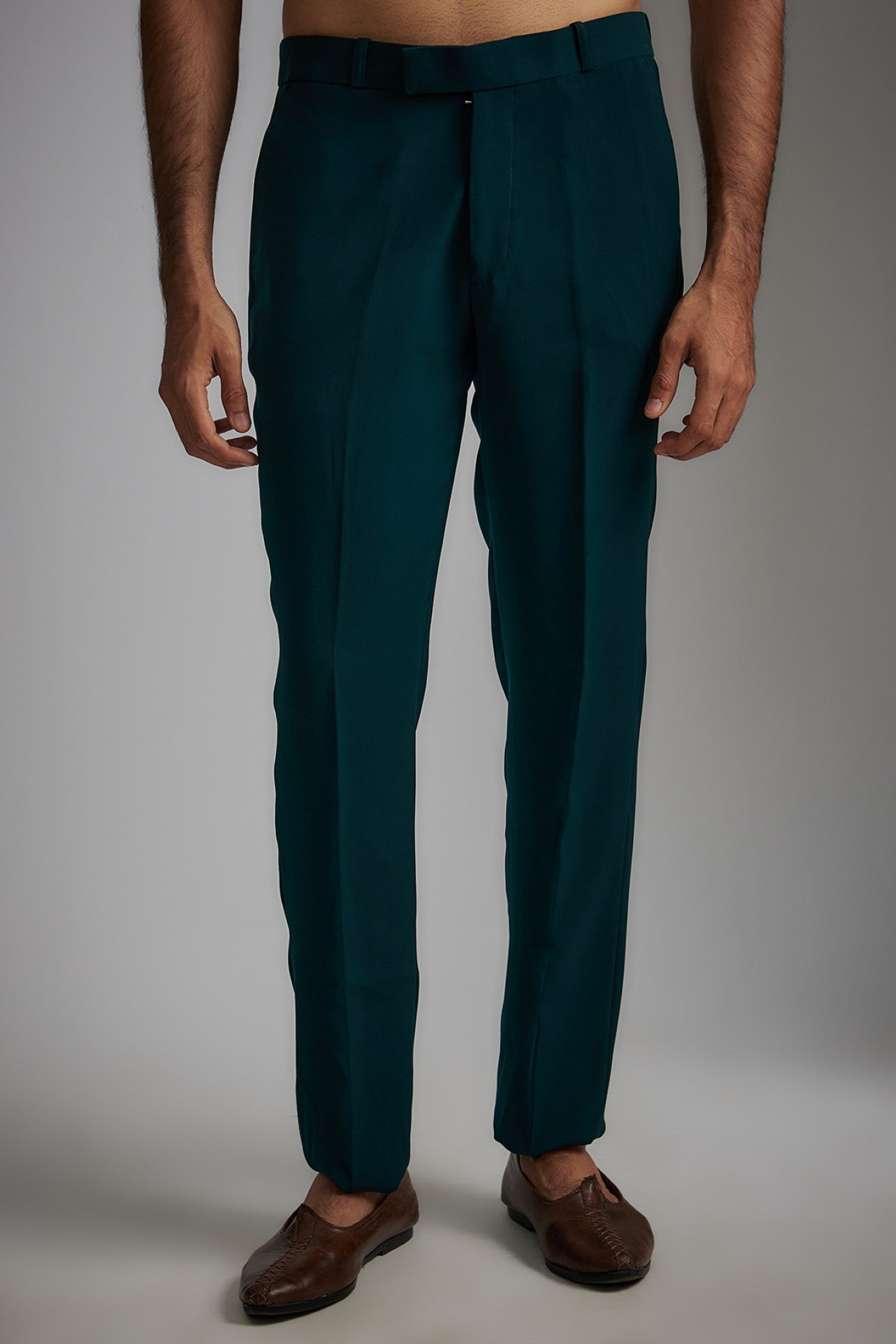 Green Suiting Fabric Indowestern Set