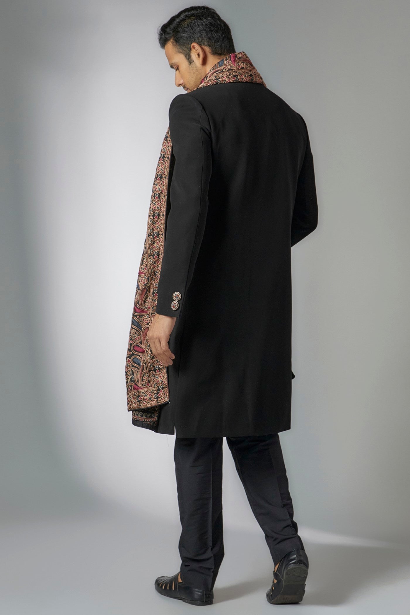 Black Suiting Sherwani Set