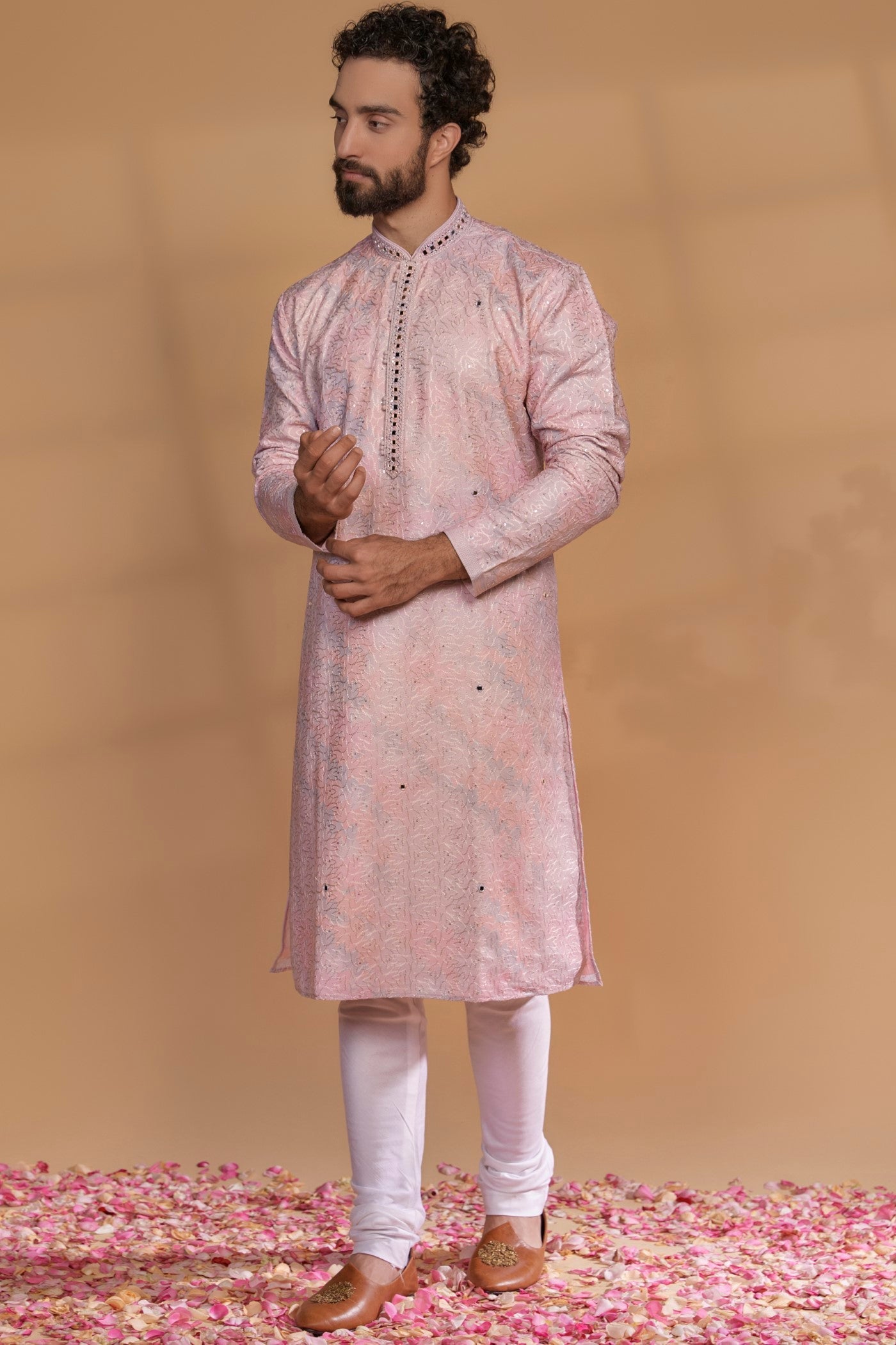 Blush Pink Silk Kurta Set