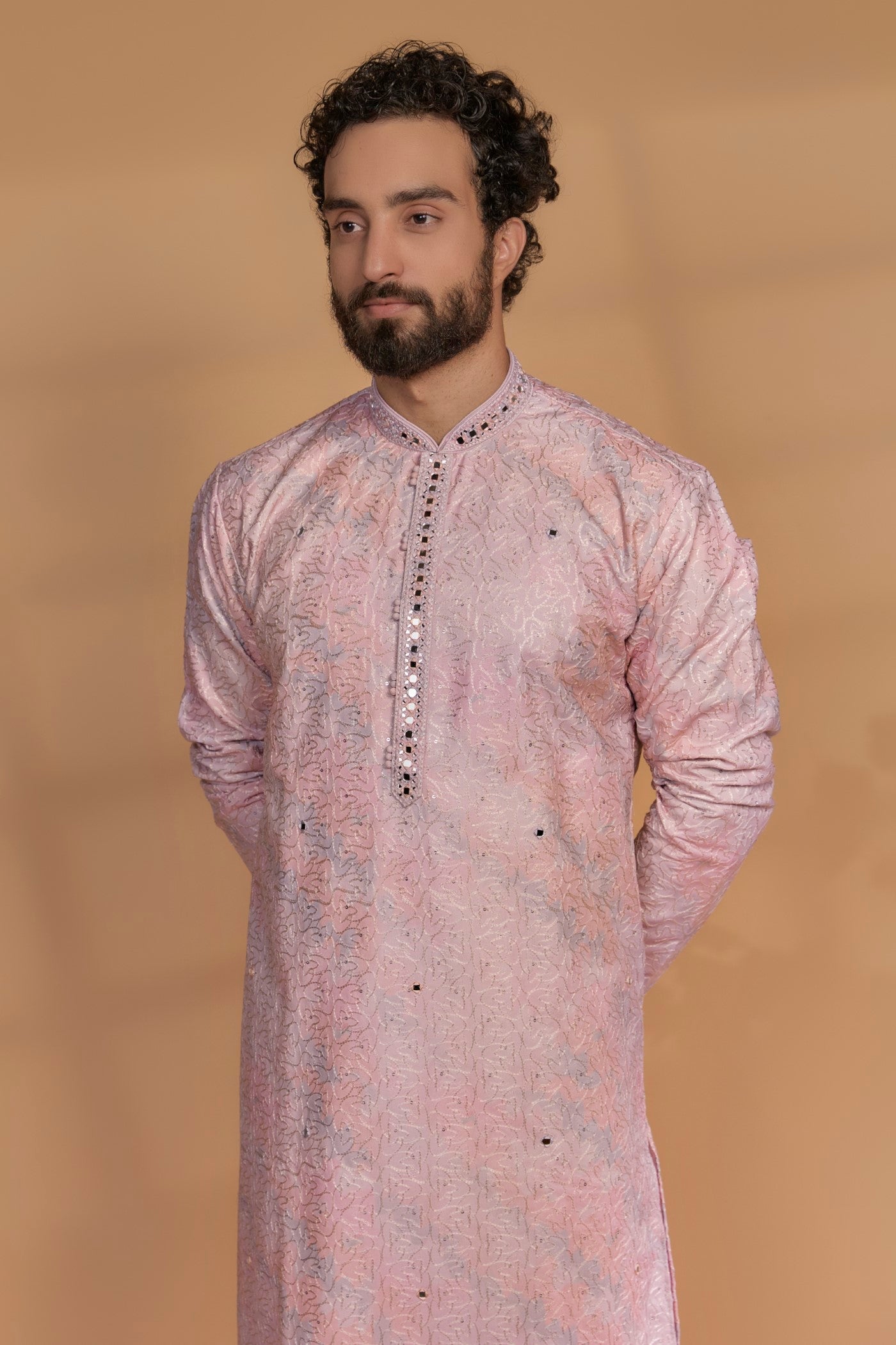 Blush Pink Silk Kurta Set