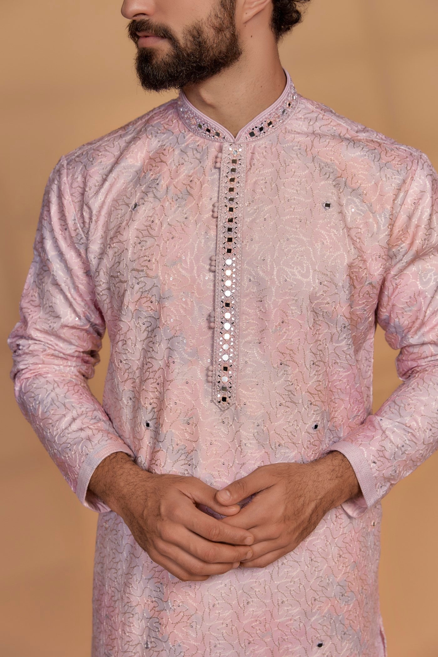 Blush Pink Silk Kurta Set