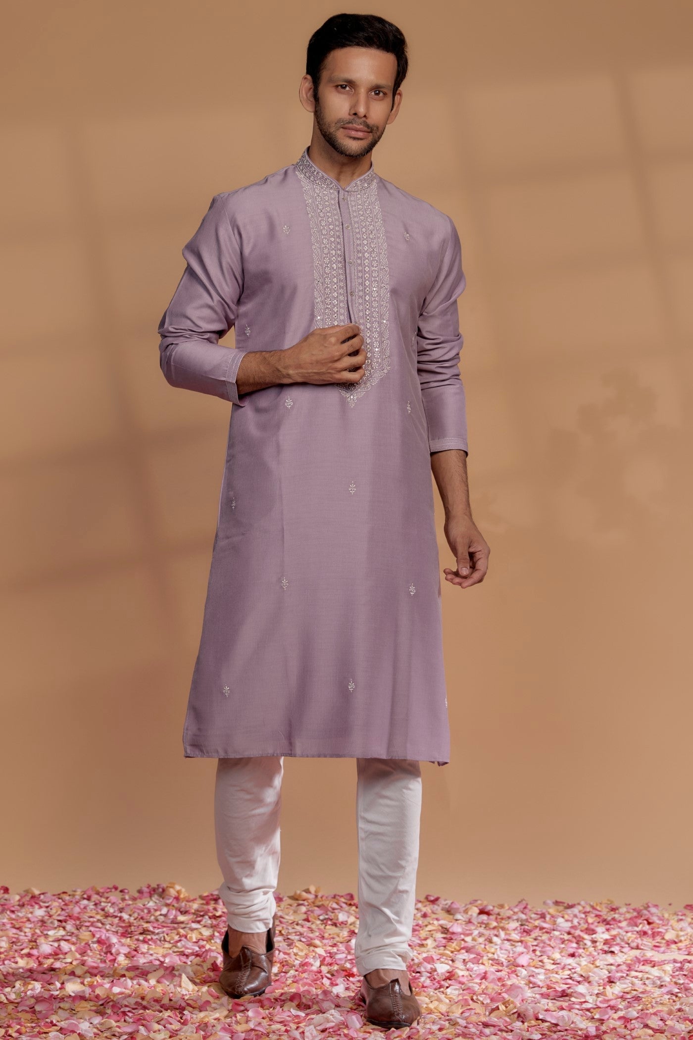 Dusty Rose Silk Kurta Set