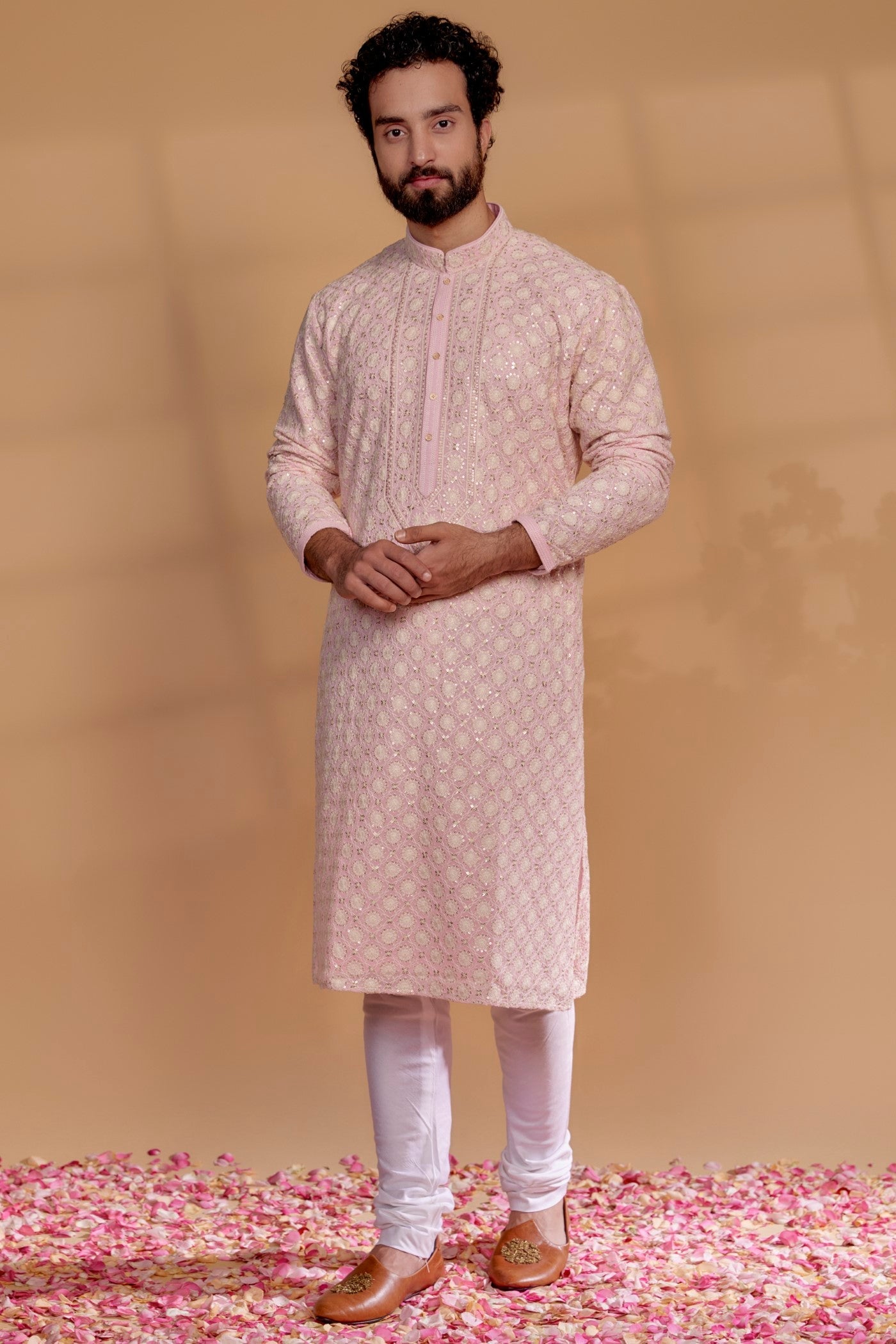 Blush Pink Lucknowi Georgette Kurta Set