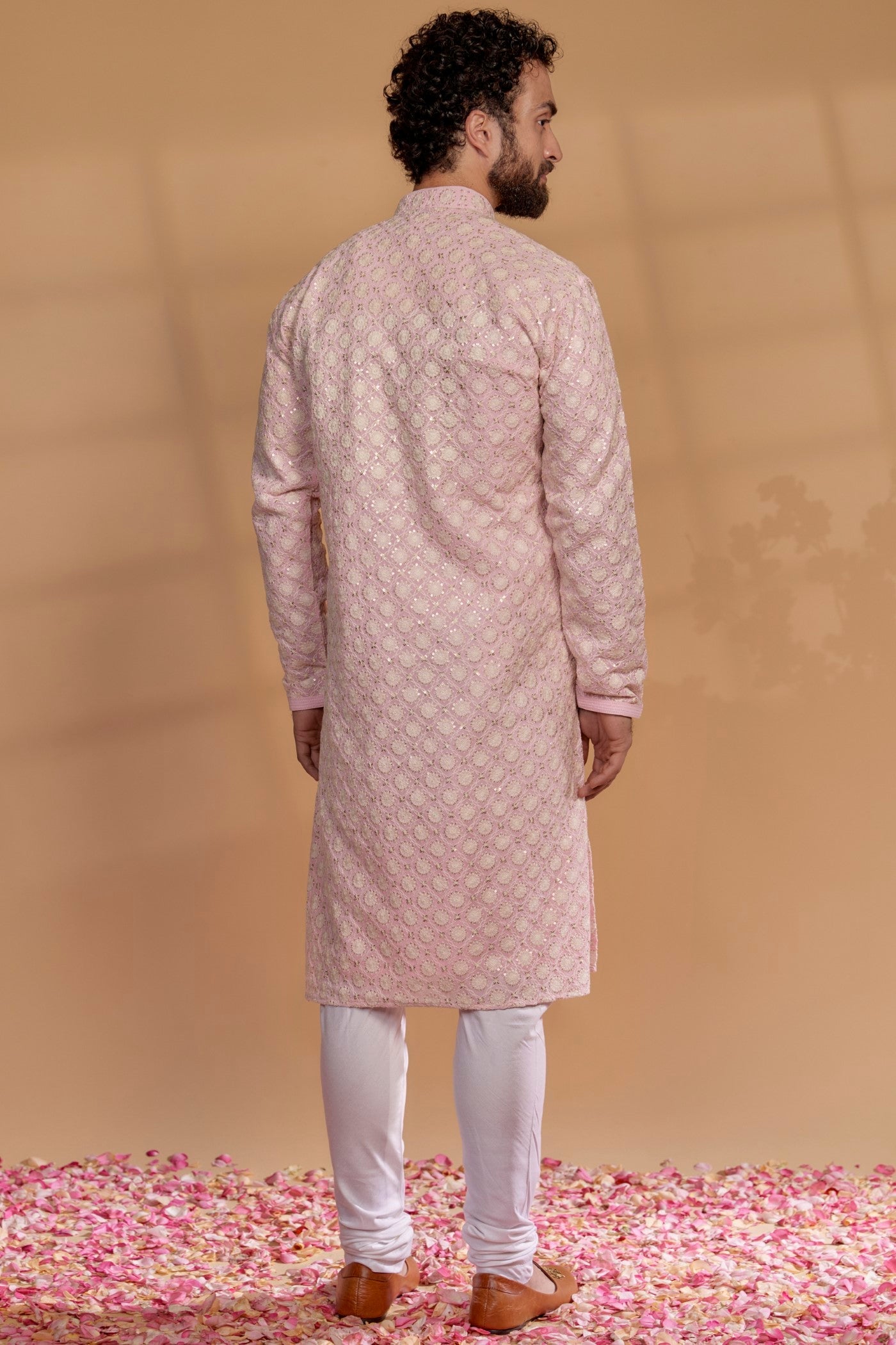 Blush Pink Lucknowi Georgette Kurta Set