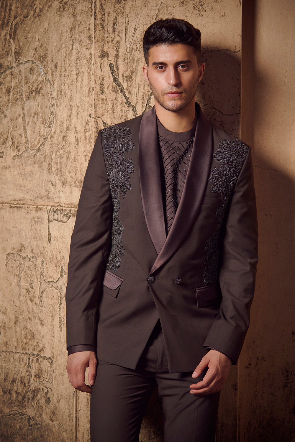 Dark Brown Tuxedo - Auraya Fashion - Rachit Khanna Men - #tag1# - #tag2# - #tag3# - #tag3#