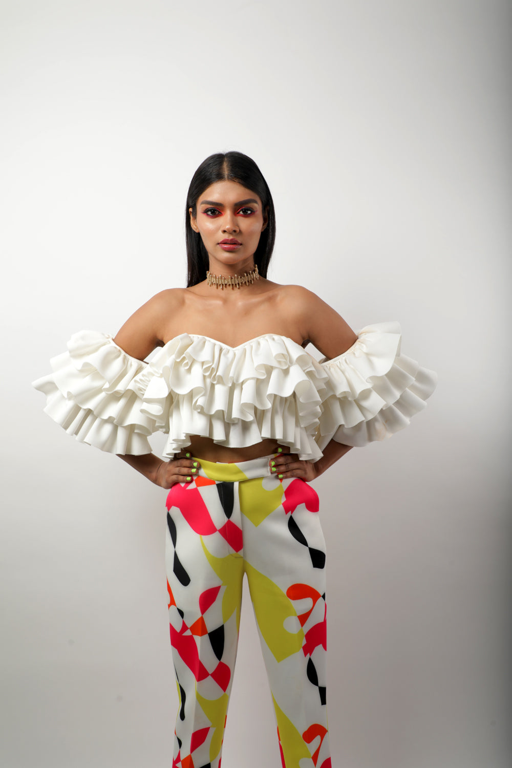 Neon Collection Heavy Ruffle Top & Pant - Auraya Fashion - Ranbir Mukherjee - #tag1# - #tag2# - #tag3# - #tag3#