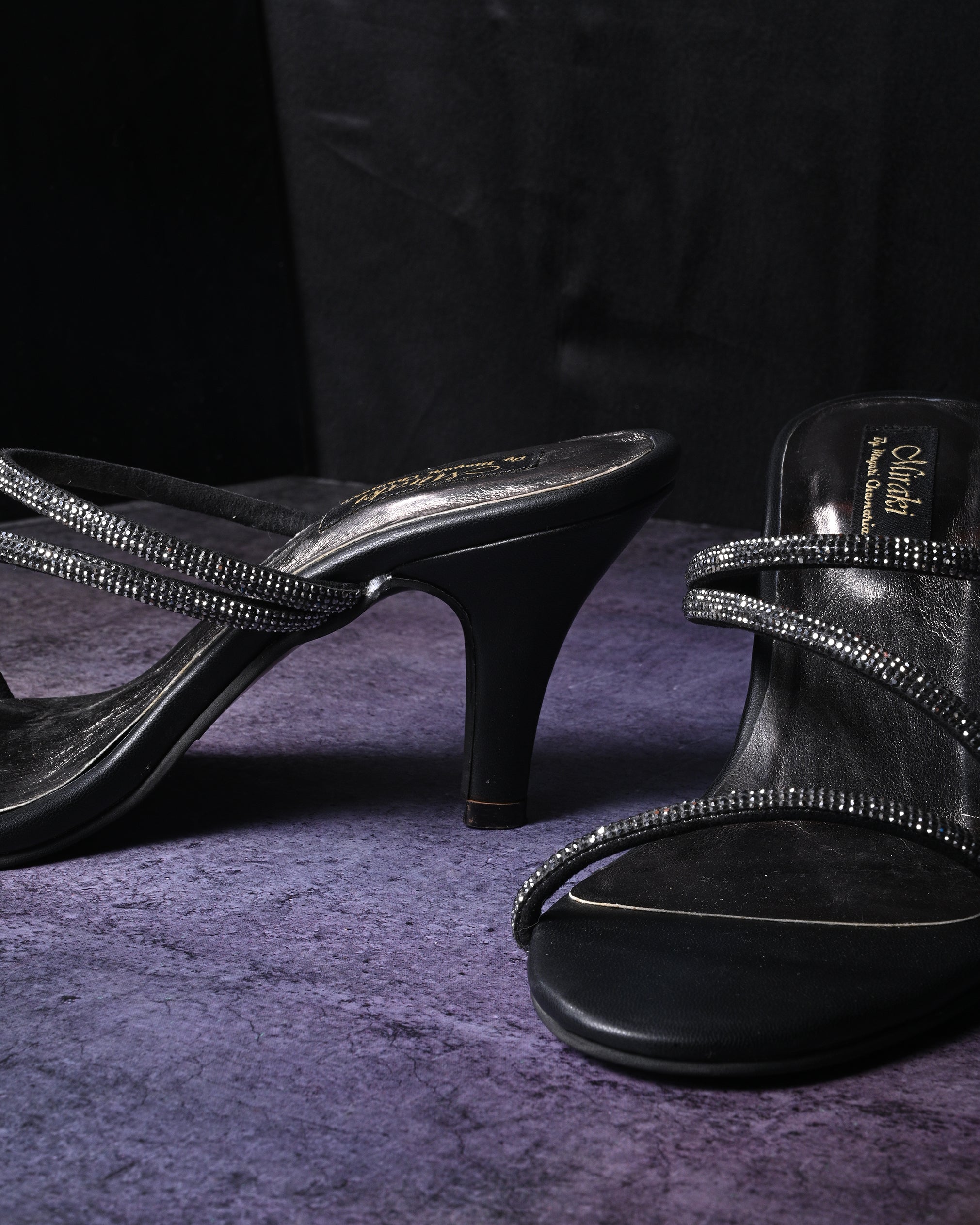 Black Rhinestone Strappy Heels