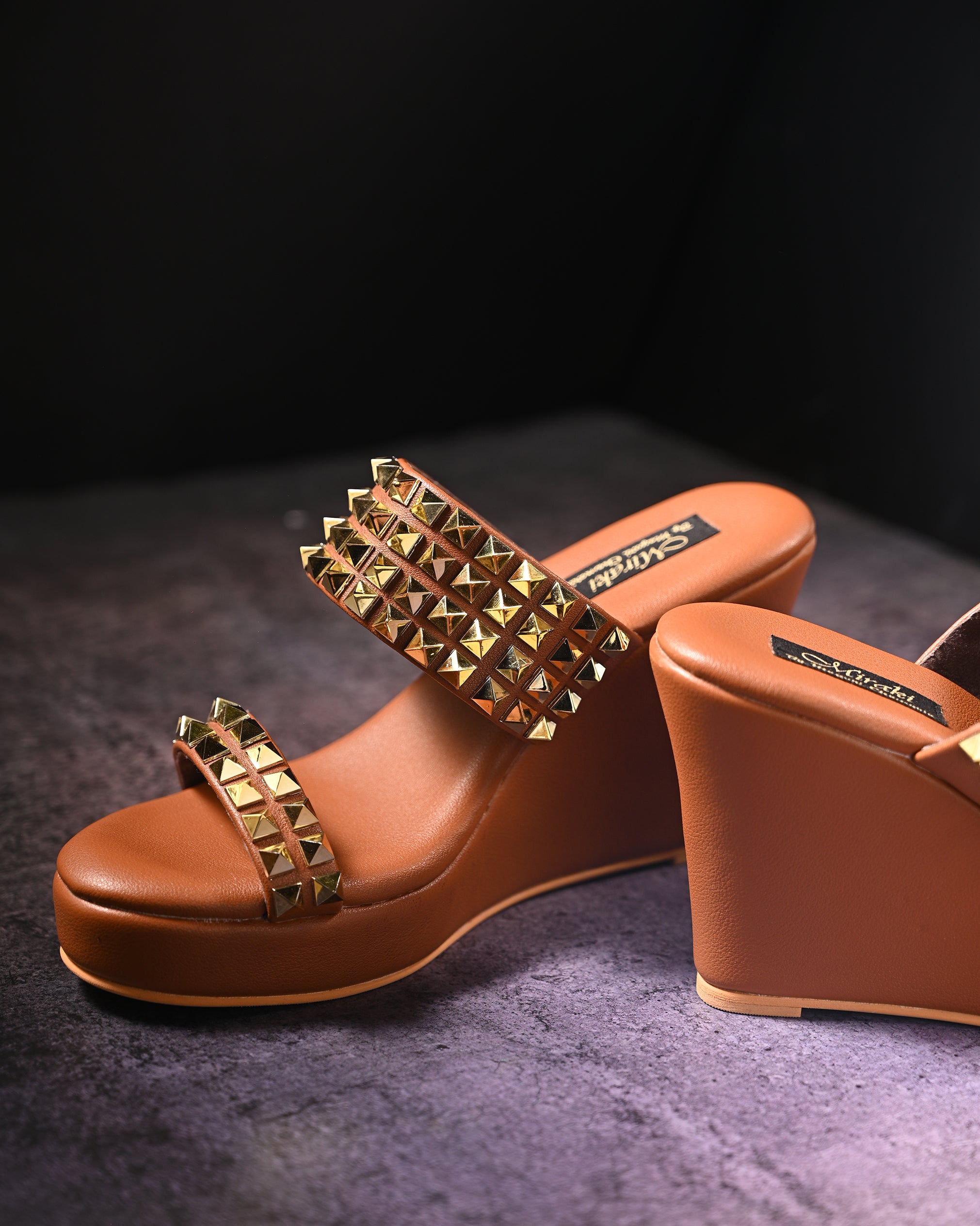 Tan Studded Wedges