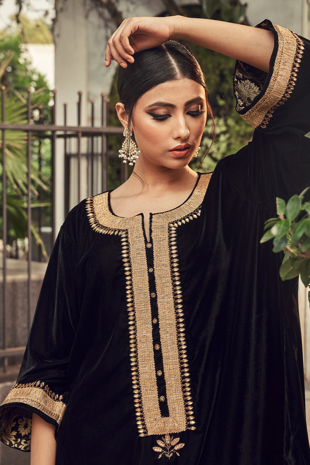 All Black Vevet Kurta  And Salwar Set - Auraya Fashion -  - #tag1# - #tag2# - #tag3# - #tag3#