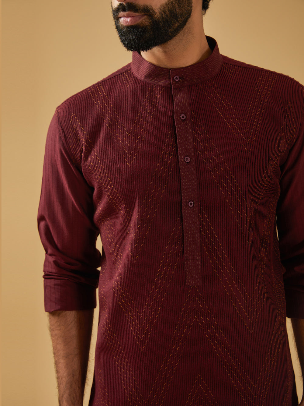 Wine Silk Kurta