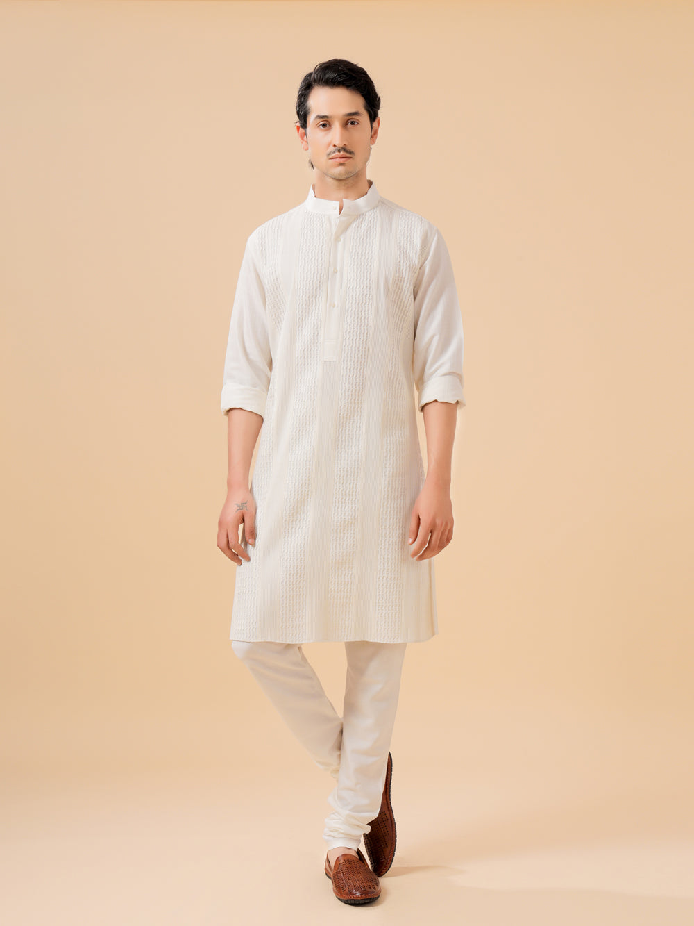 Off White Silk Kurta - Auraya Fashion -  - #tag1# - #tag2# - #tag3# - #tag3#