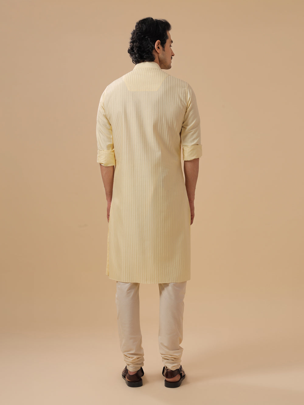 Light Gold Silk Kurta - Auraya Fashion -  - #tag1# - #tag2# - #tag3# - #tag3#