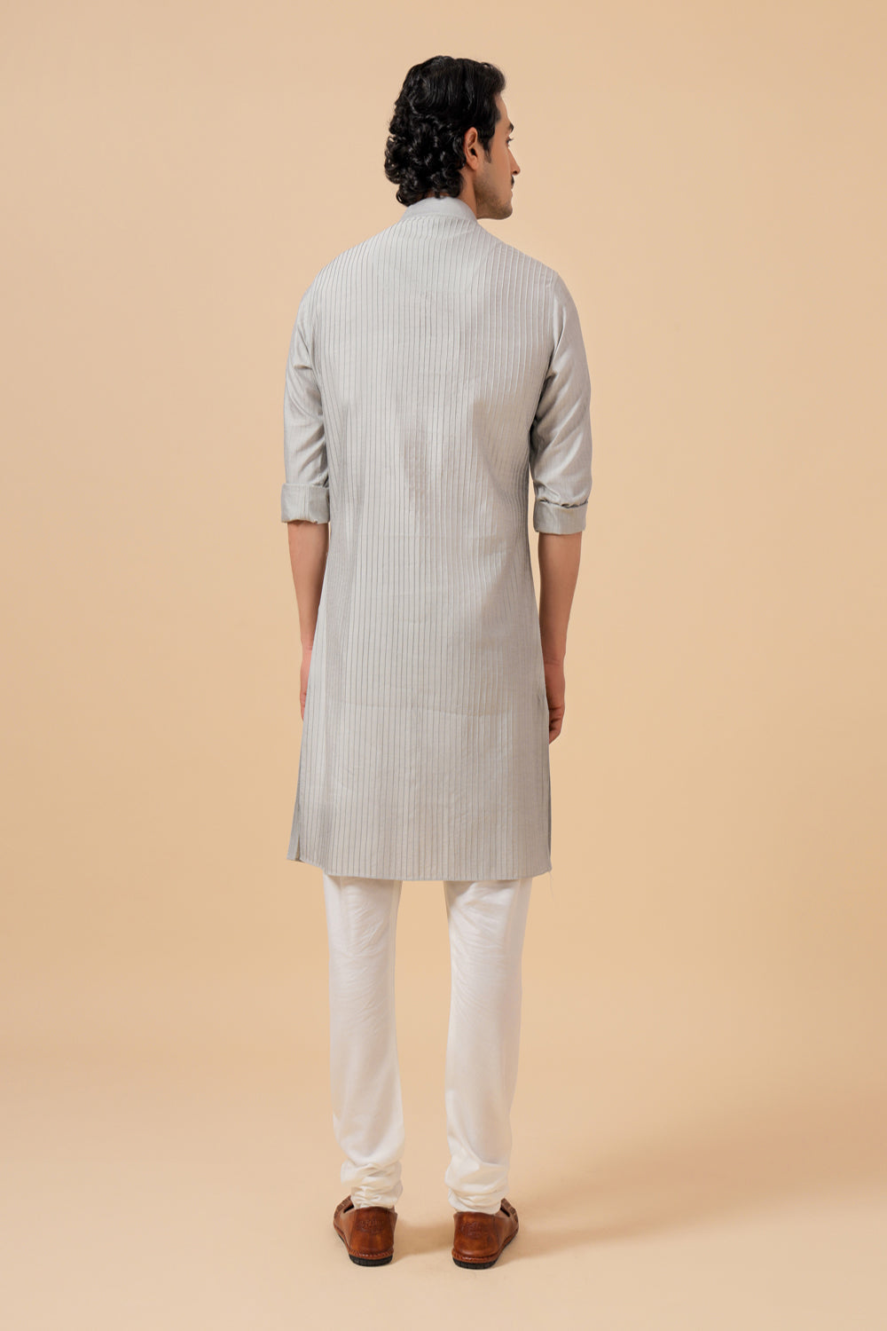 Grey Silk Kurta - Auraya Fashion -  - #tag1# - #tag2# - #tag3# - #tag3#