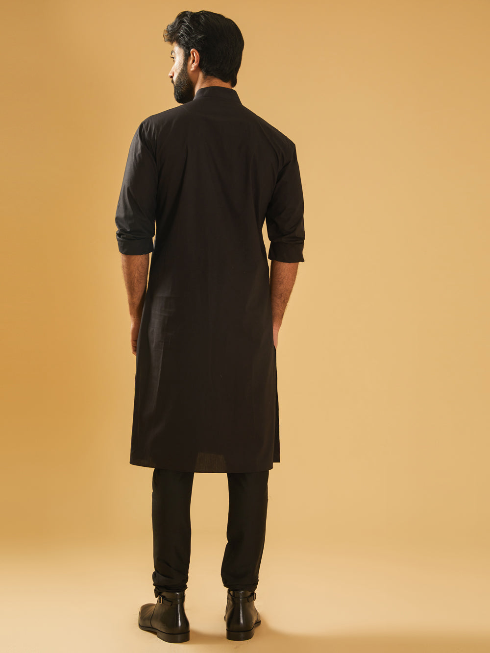 Black Cotton Kurta - Auraya Fashion -  - #tag1# - #tag2# - #tag3# - #tag3#