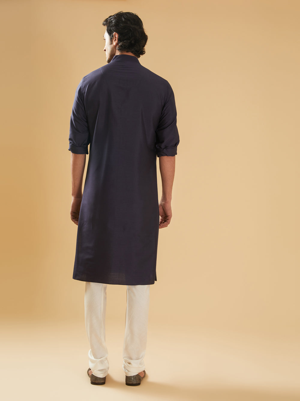 Navy Silk Kurta - Auraya Fashion -  - #tag1# - #tag2# - #tag3# - #tag3#