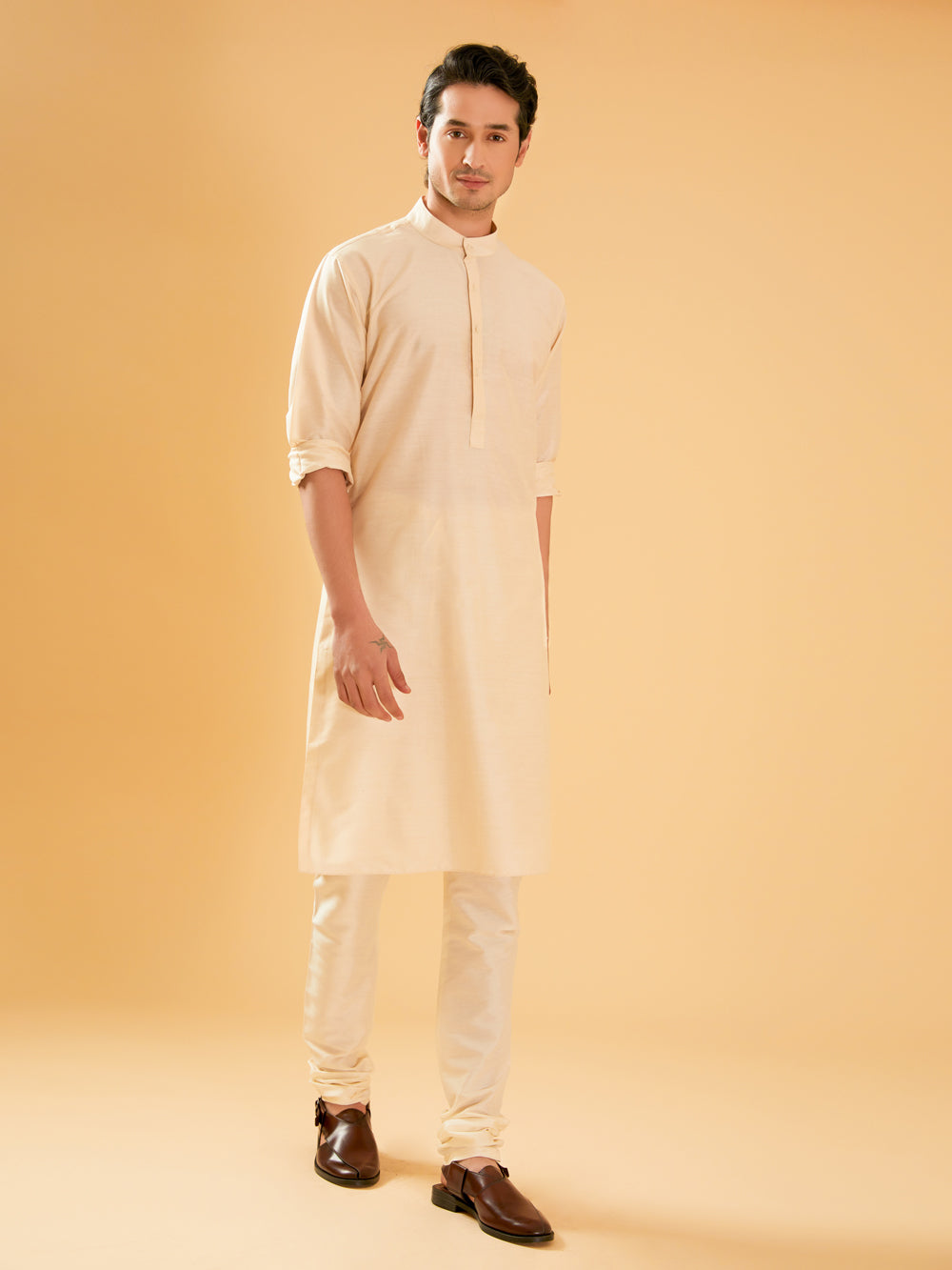 Off White Silk Kurta - Auraya Fashion -  - #tag1# - #tag2# - #tag3# - #tag3#