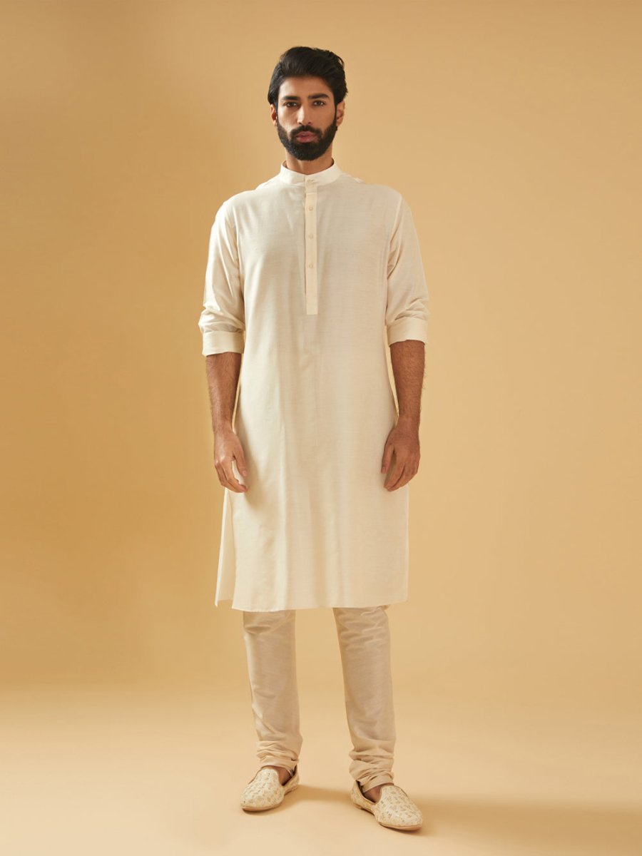 Off White Silk Kurta - Auraya Fashion - Raghavendra Rathore - #tag1# - #tag2# - #tag3# - #tag3#