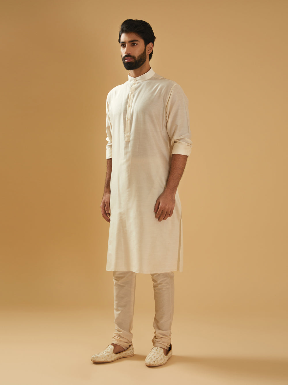 Off White Silk Kurta - Auraya Fashion -  - #tag1# - #tag2# - #tag3# - #tag3#