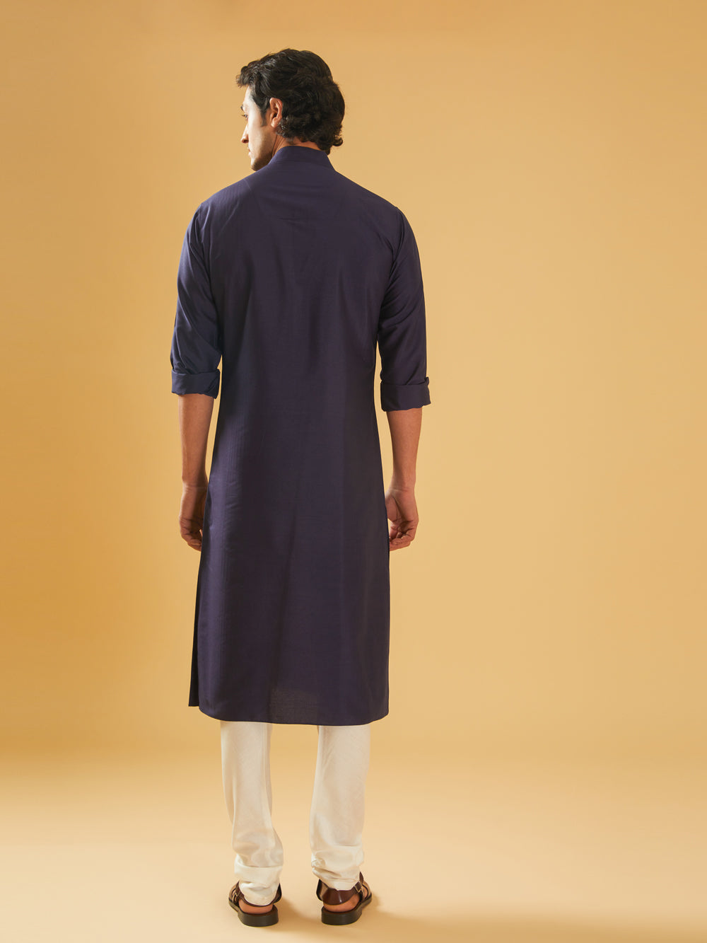 Navy Silk Kurta - Auraya Fashion -  - #tag1# - #tag2# - #tag3# - #tag3#