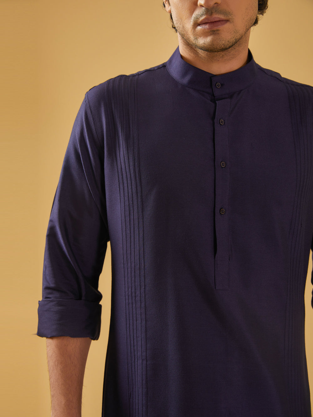 Navy Silk Kurta - Auraya Fashion -  - #tag1# - #tag2# - #tag3# - #tag3#