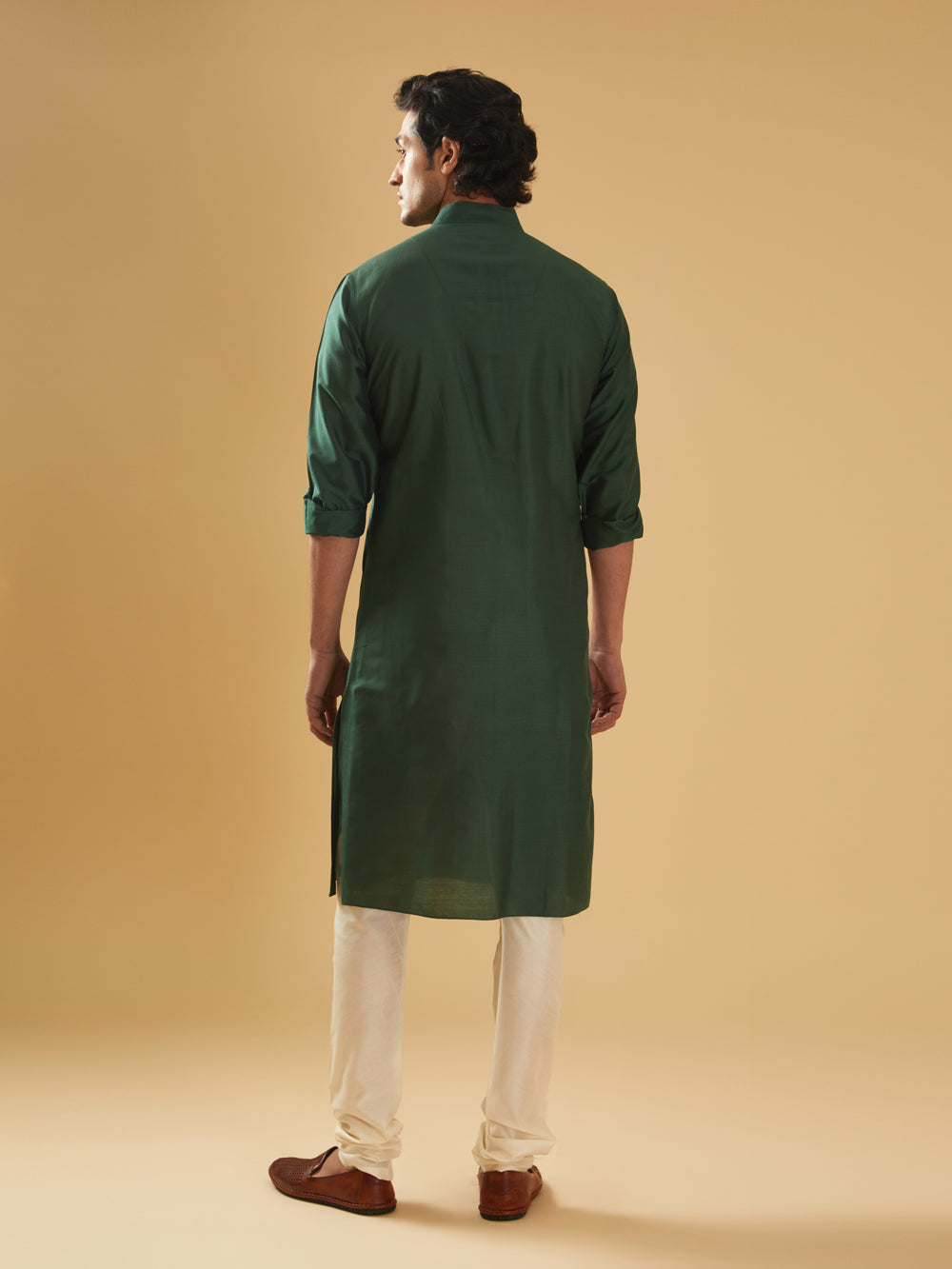 Green Silk Kurta - Auraya Fashion -  - #tag1# - #tag2# - #tag3# - #tag3#