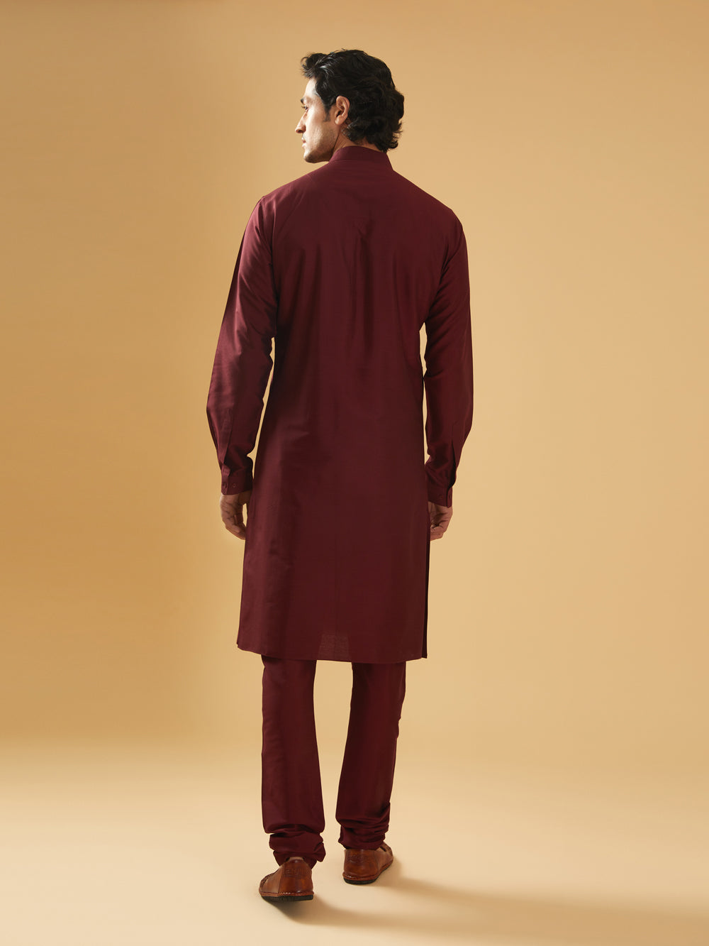 Maroon Silk Kurta - Auraya Fashion -  - #tag1# - #tag2# - #tag3# - #tag3#