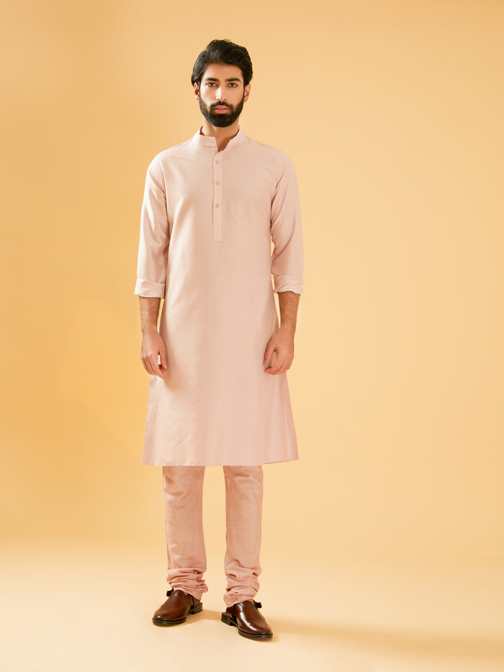 Peach Pink Silk Kurta - Auraya Fashion -  - #tag1# - #tag2# - #tag3# - #tag3#