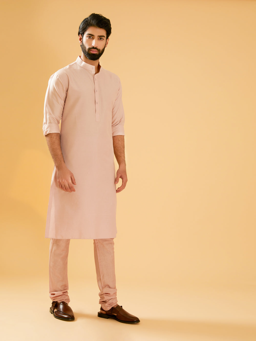 Peach Pink Silk Kurta - Auraya Fashion -  - #tag1# - #tag2# - #tag3# - #tag3#