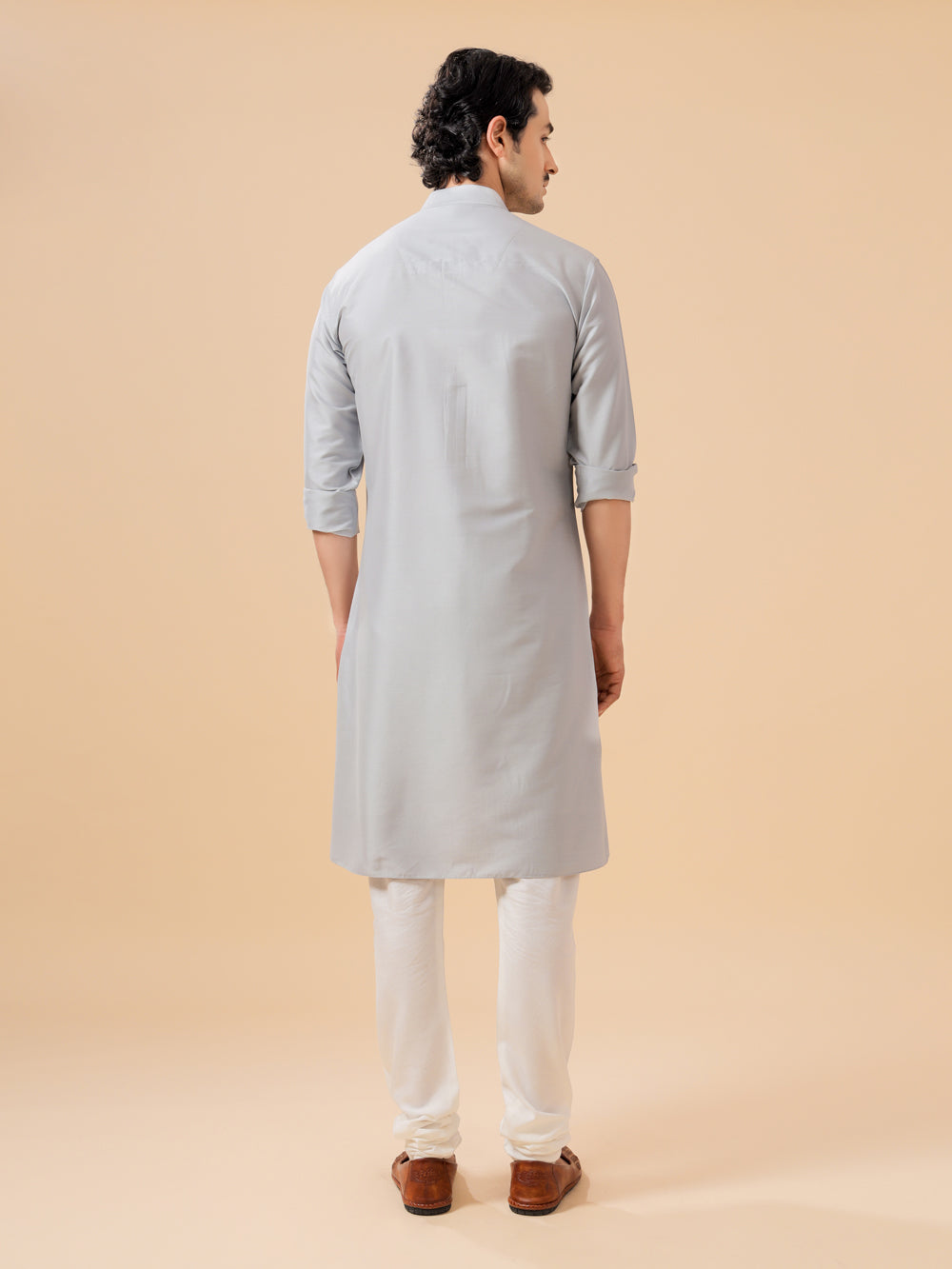 Grey Silk Kurta - Auraya Fashion -  - #tag1# - #tag2# - #tag3# - #tag3#