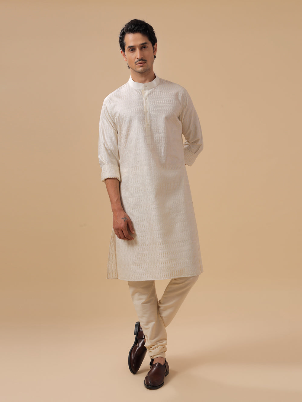 Off White Silk Kurta - Auraya Fashion -  - #tag1# - #tag2# - #tag3# - #tag3#