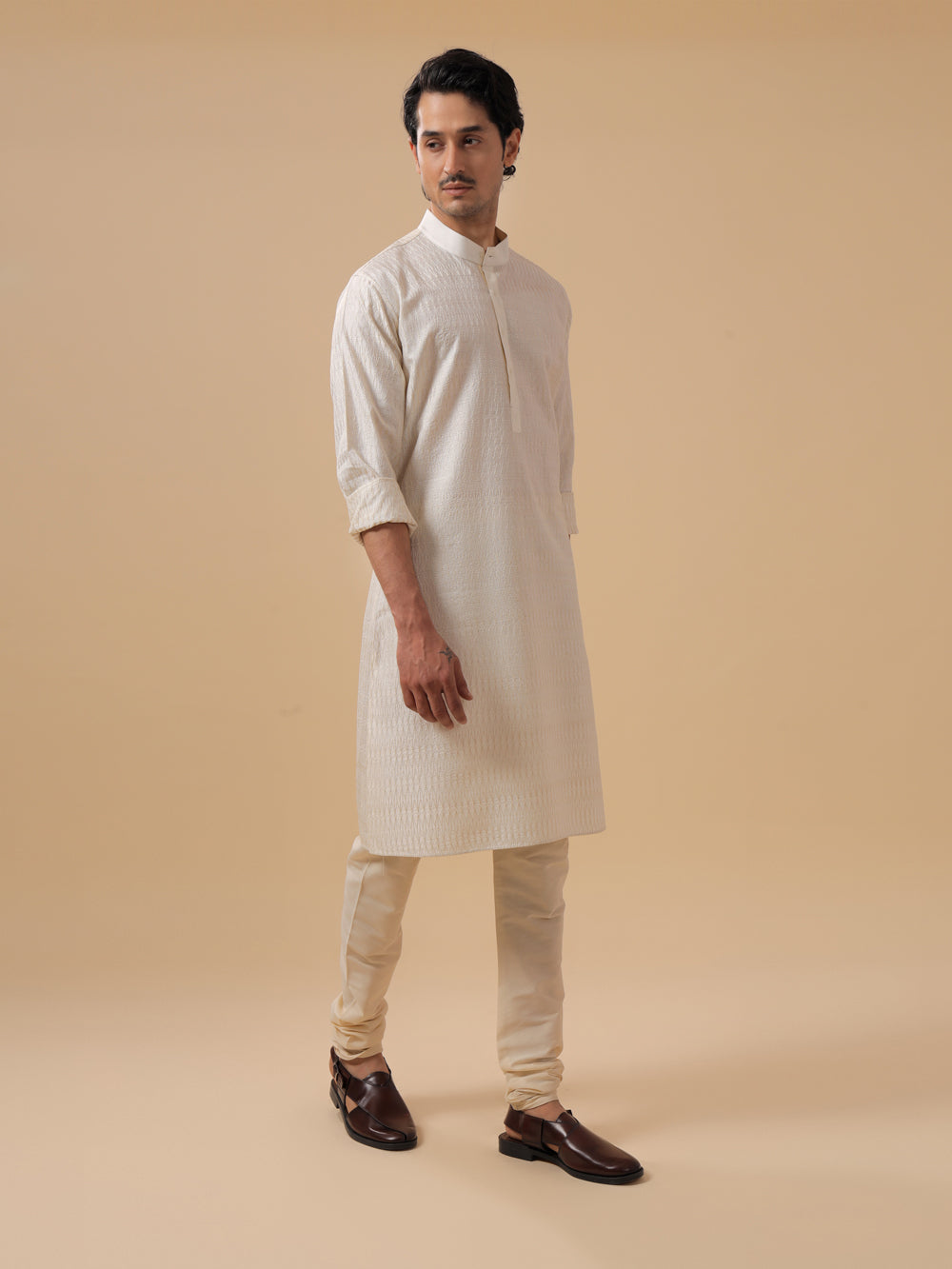 Off White Silk Kurta - Auraya Fashion -  - #tag1# - #tag2# - #tag3# - #tag3#