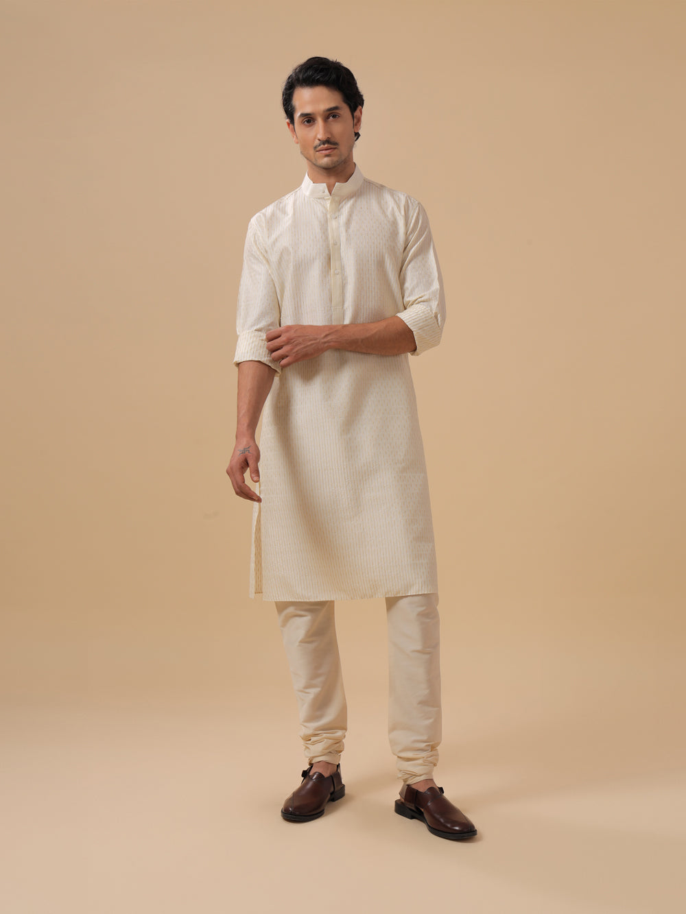 Off White Silk Kurta - Auraya Fashion -  - #tag1# - #tag2# - #tag3# - #tag3#