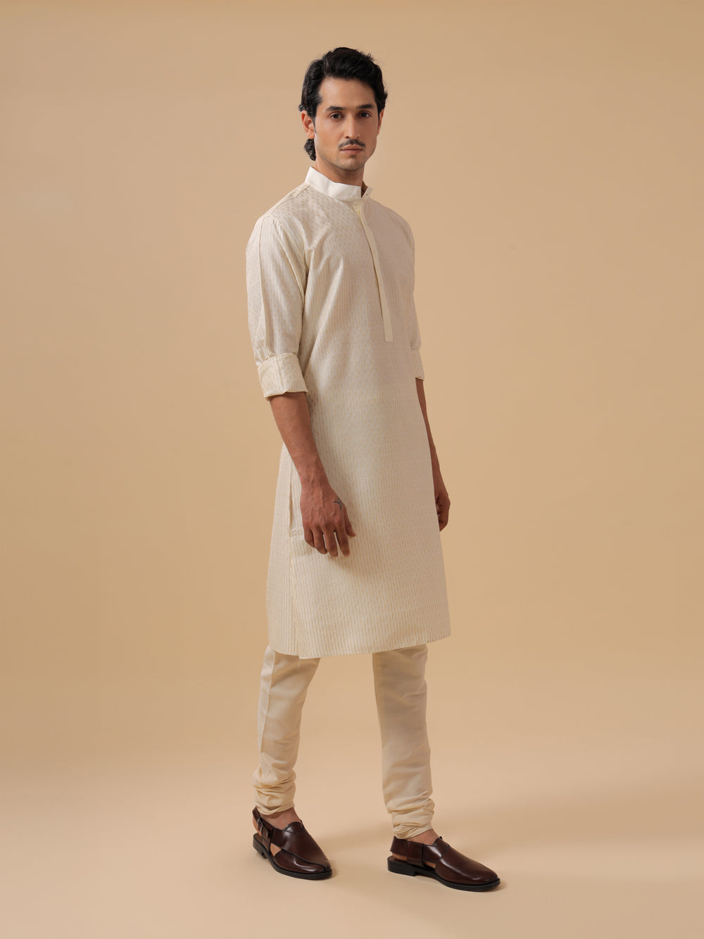 Off White Silk Kurta - Auraya Fashion -  - #tag1# - #tag2# - #tag3# - #tag3#