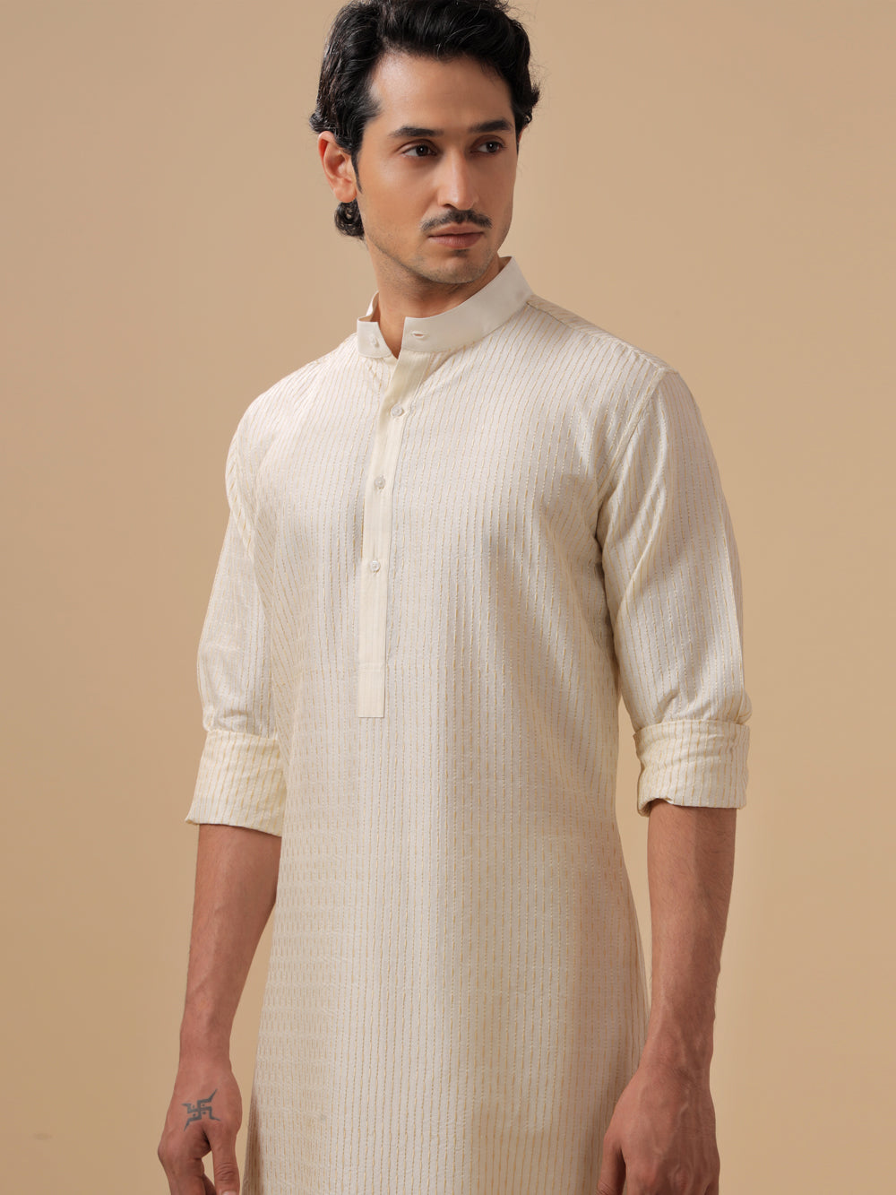 Off White Silk Kurta - Auraya Fashion -  - #tag1# - #tag2# - #tag3# - #tag3#