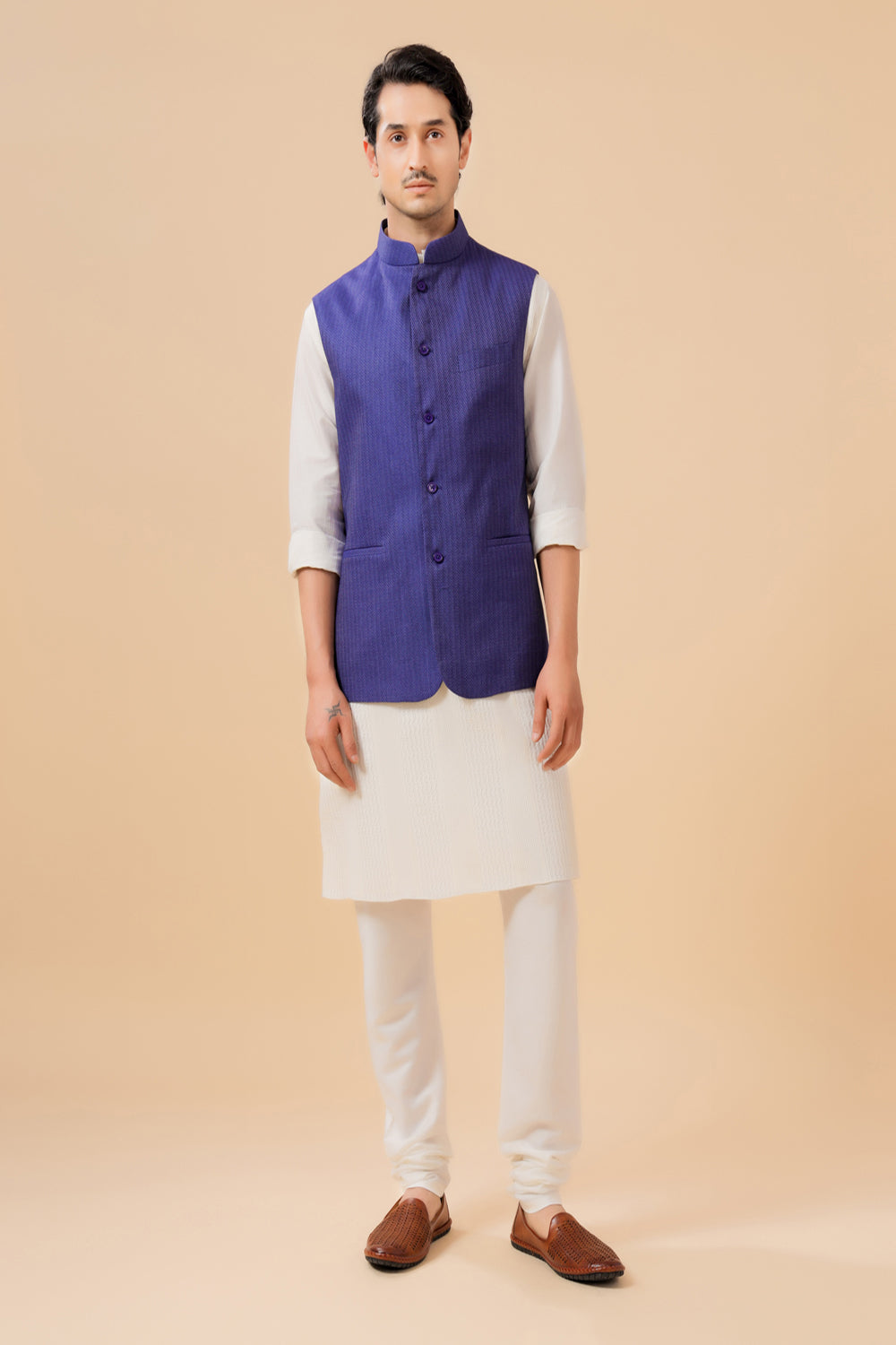 Classic Blue Waistcoat - Auraya Fashion - Raghavendra Rathore - #tag1# - #tag2# - #tag3# - #tag3#