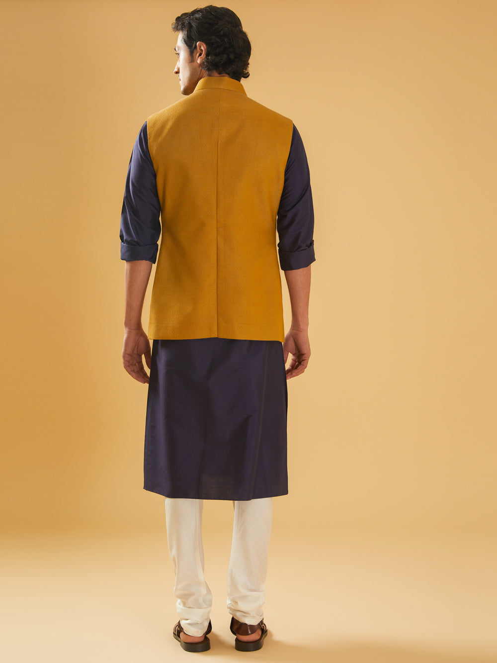 Mustard Textured Waistcoat - Auraya Fashion -  - #tag1# - #tag2# - #tag3# - #tag3#