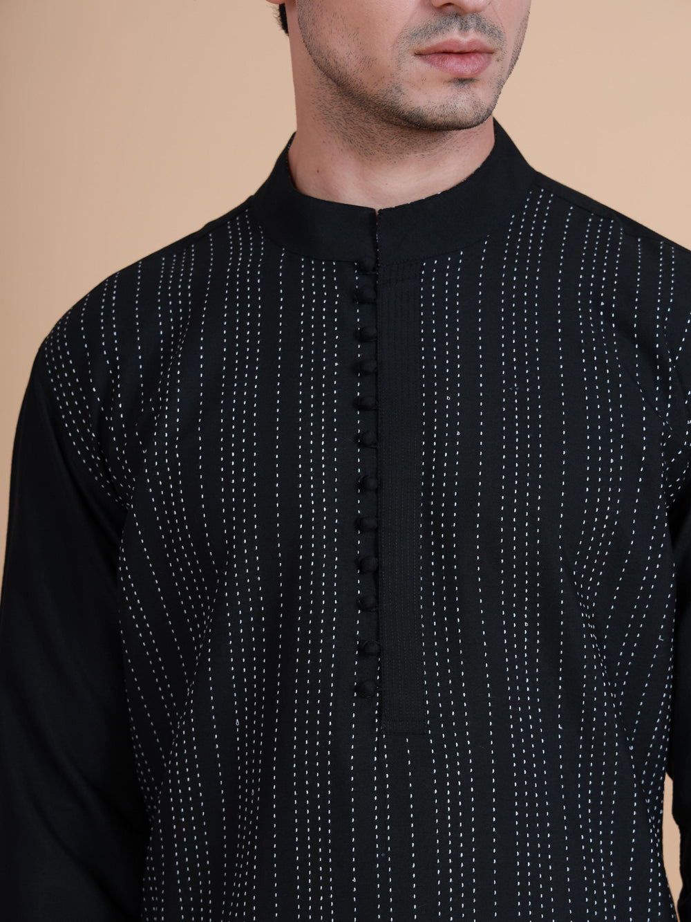 Interspersed Striped Kantha Kurta