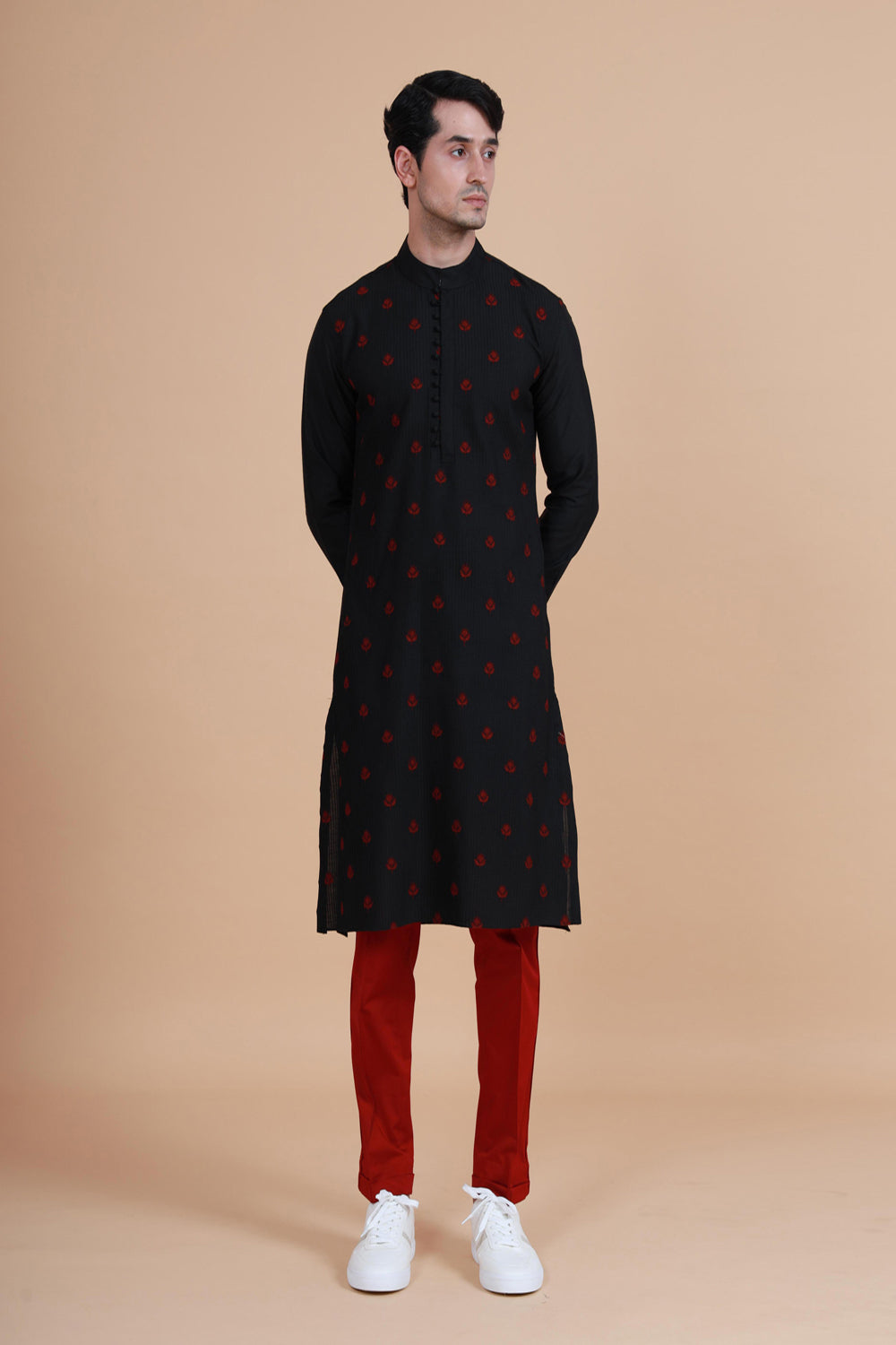 The Pintucked Butti Loop Button Kurta