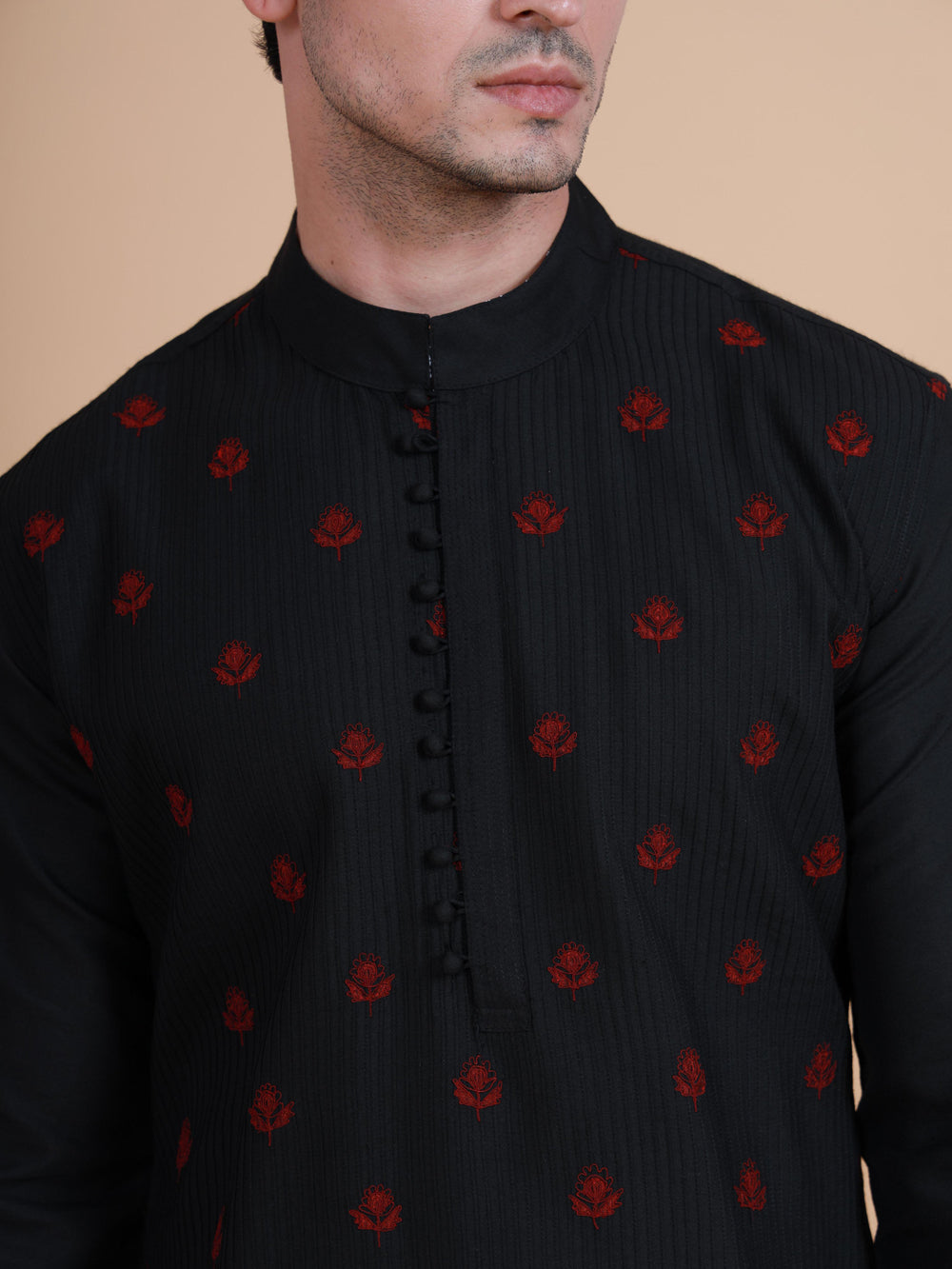 The Pintucked Butti Loop Button Kurta