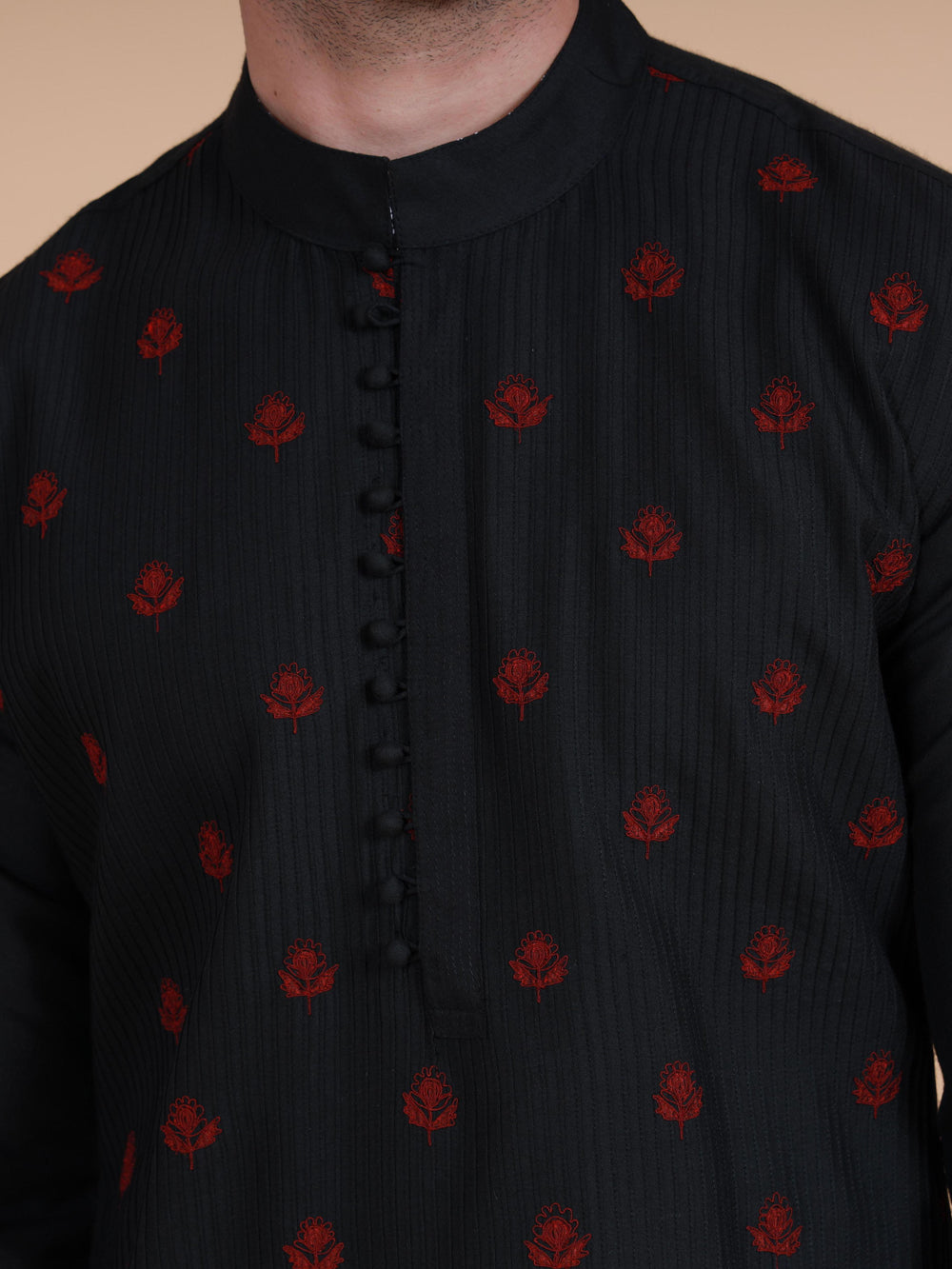 The Pintucked Butti Loop Button Kurta
