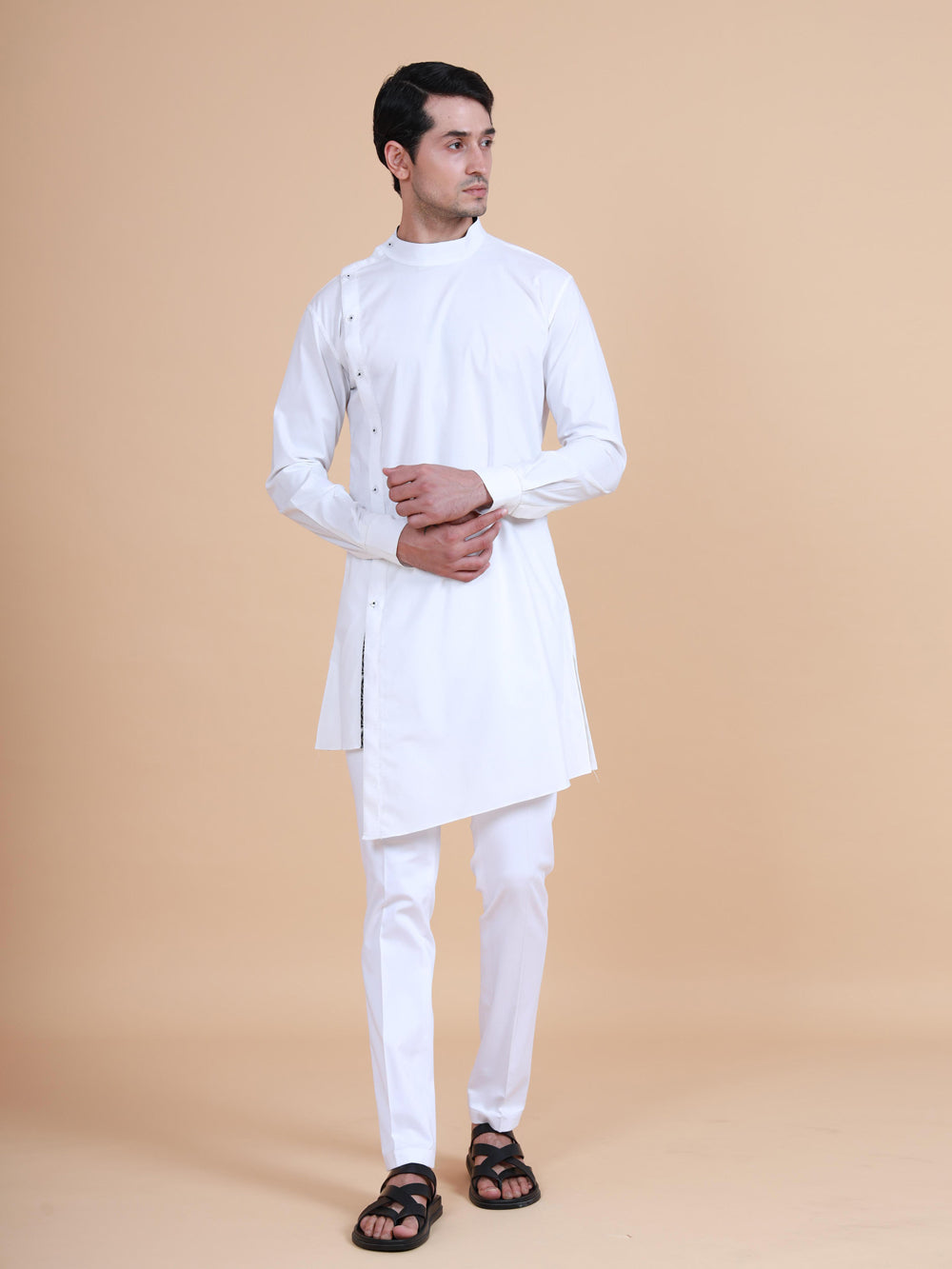 Side Placket Asymmetrical Shirt Kurta - Auraya Fashion -  - #tag1# - #tag2# - #tag3# - #tag3#