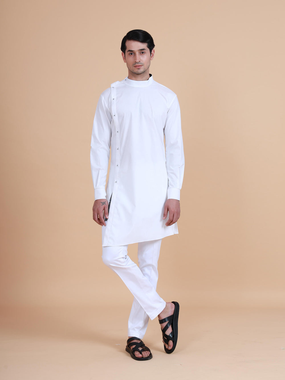 Side Placket Asymmetrical Shirt Kurta - Auraya Fashion -  - #tag1# - #tag2# - #tag3# - #tag3#