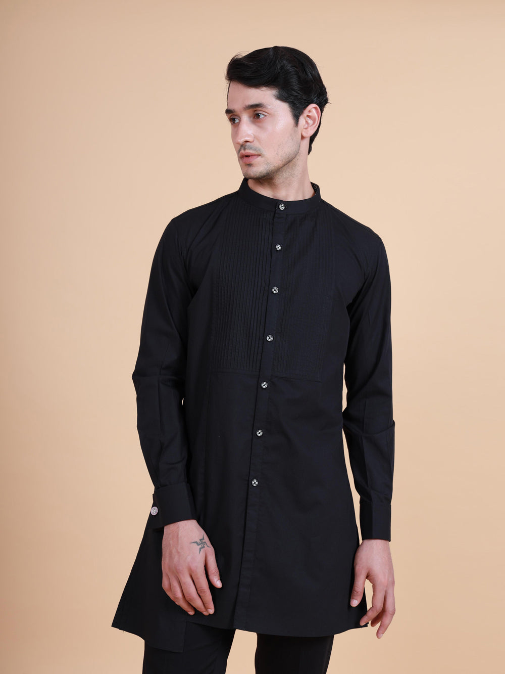 Asymmetric Front Open Kurta Shirt - Auraya Fashion -  - #tag1# - #tag2# - #tag3# - #tag3#