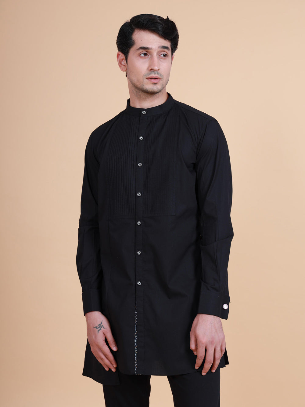 Asymmetric Front Open Kurta Shirt - Auraya Fashion -  - #tag1# - #tag2# - #tag3# - #tag3#